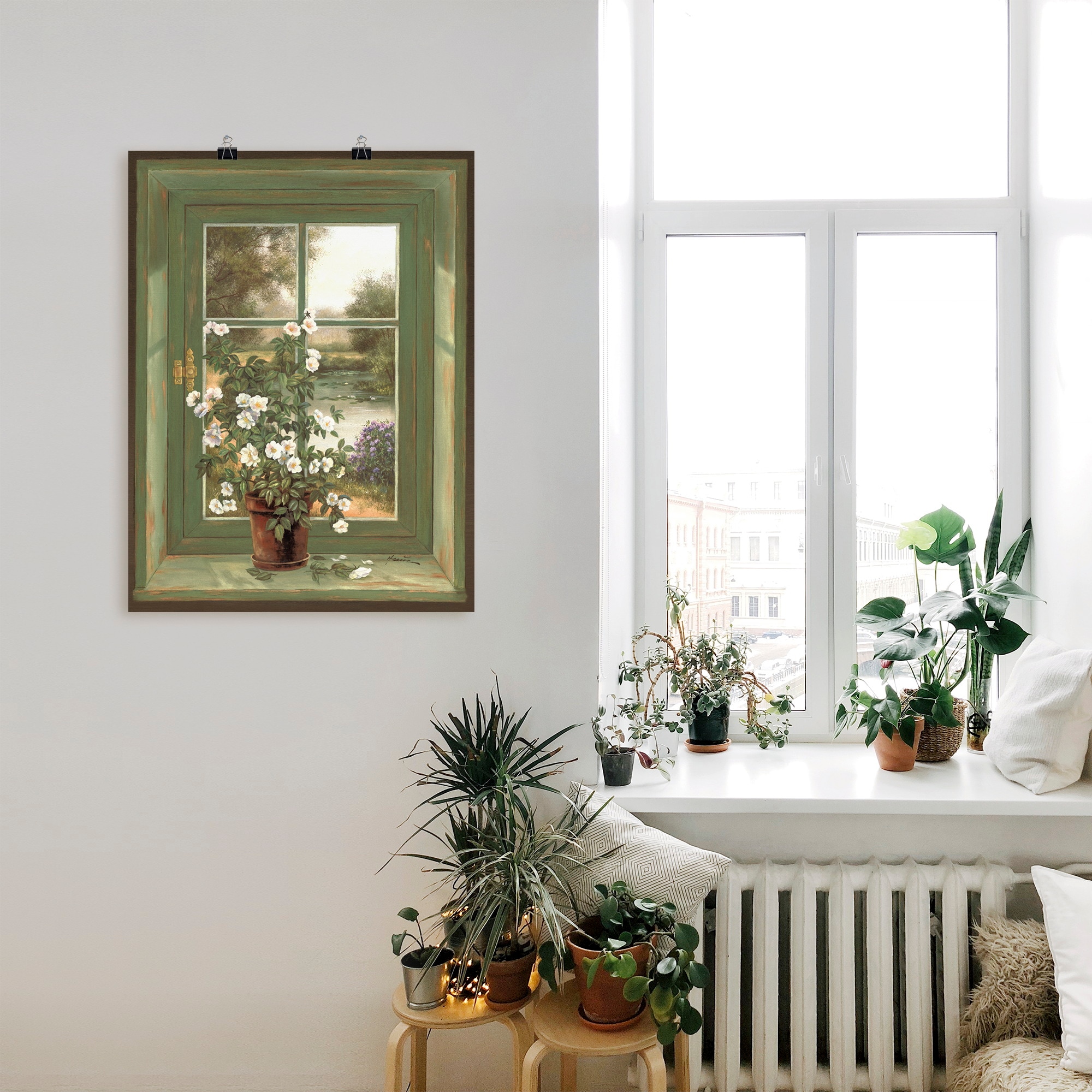 Artland Wandbild »Wildrosen am Fenster« Arrangements 1 Stk. tlg. als Alubild, Leinwandbild, Poster in verschied. Größen