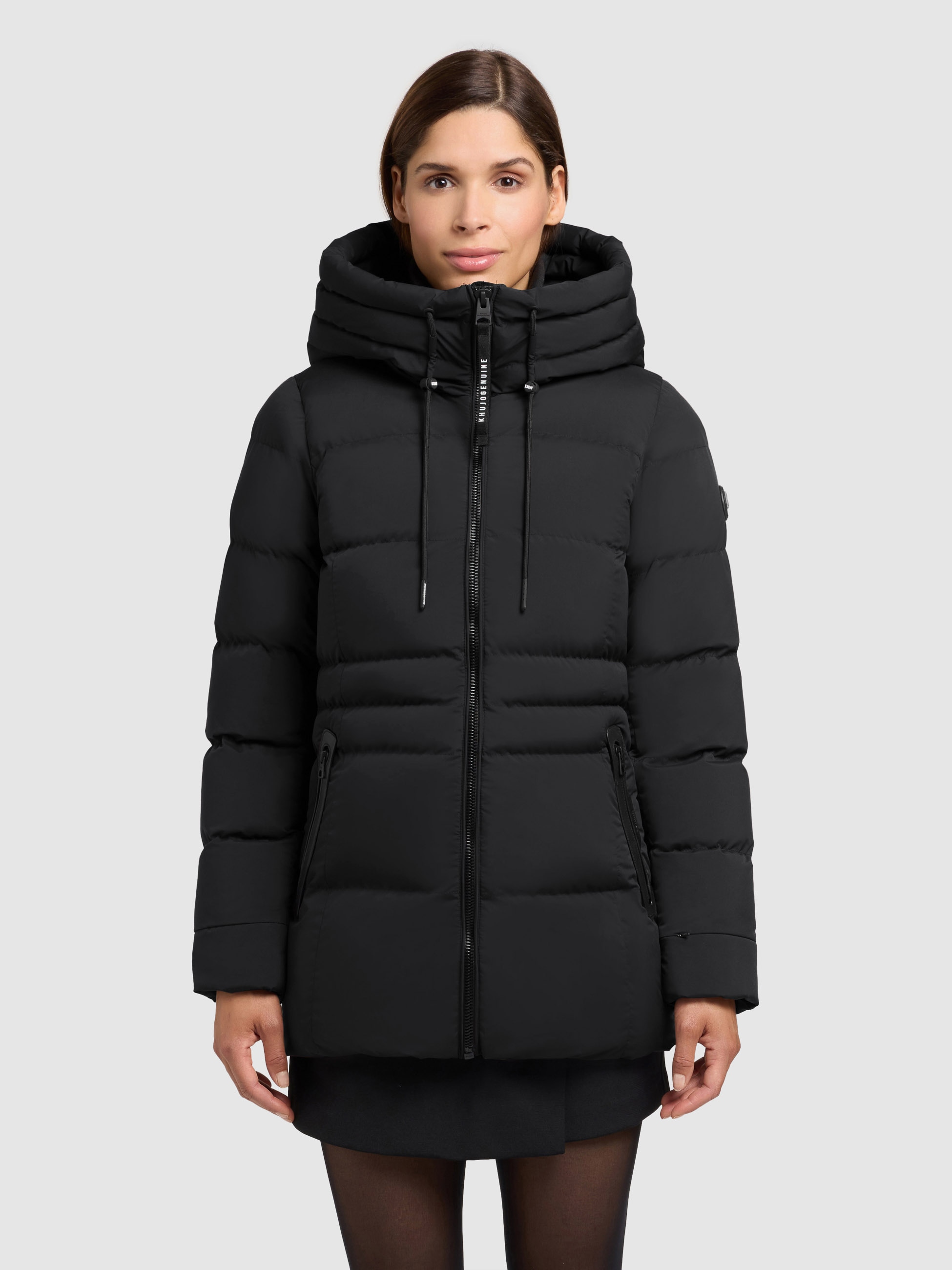 Khujo Damen Steppjacke »MATLA« mit Kapuze Reißverschlusstaschen mit Fleecefutter, eine Ärmeltasche, Größe S (36)