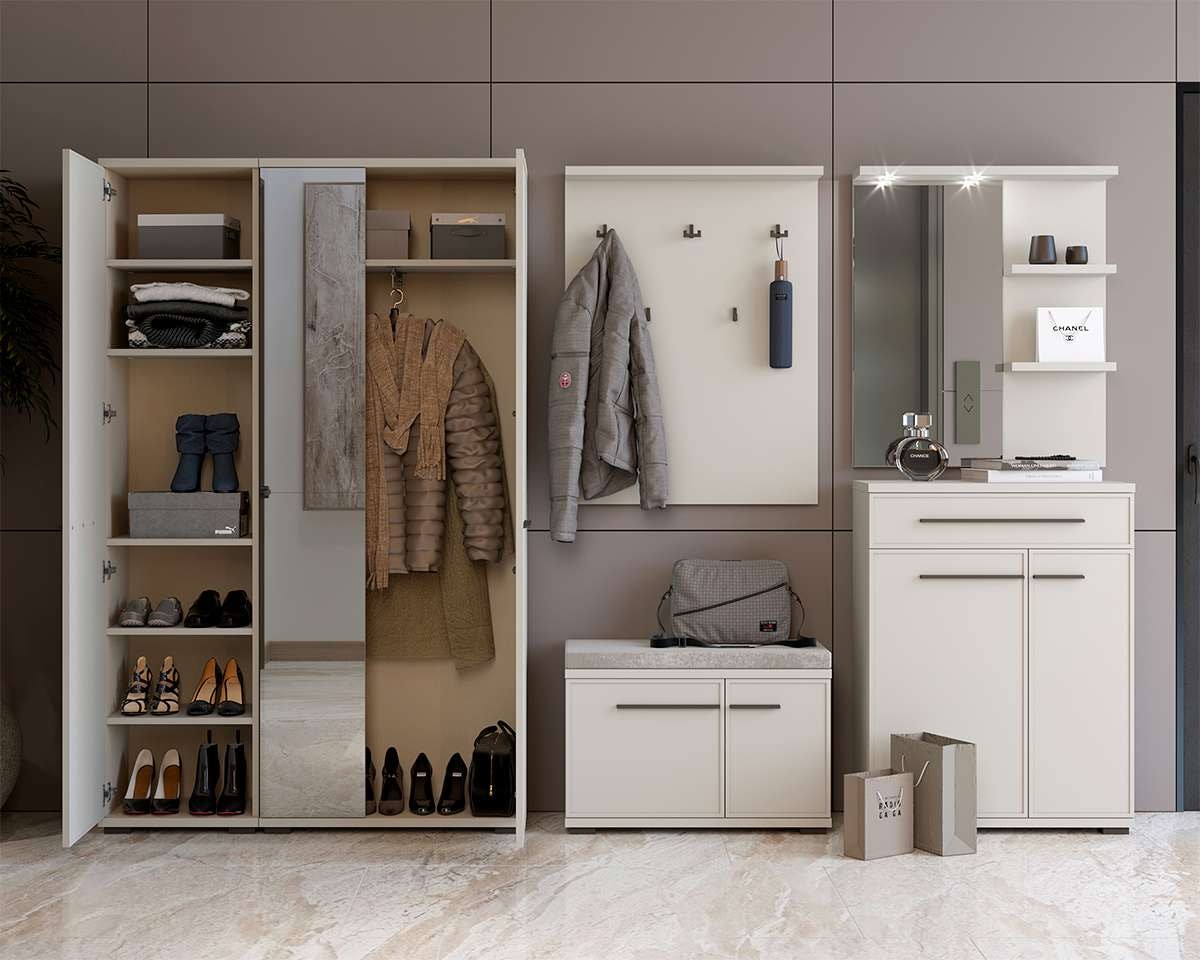 Places of Style Garderobenpaneel »Opera, Wandregal, mit Haken, mit Regal, in Kaschmirfarbe«, Wandgarderobe, Aufhänger, Höhe 100cm, mit 5 Hakken