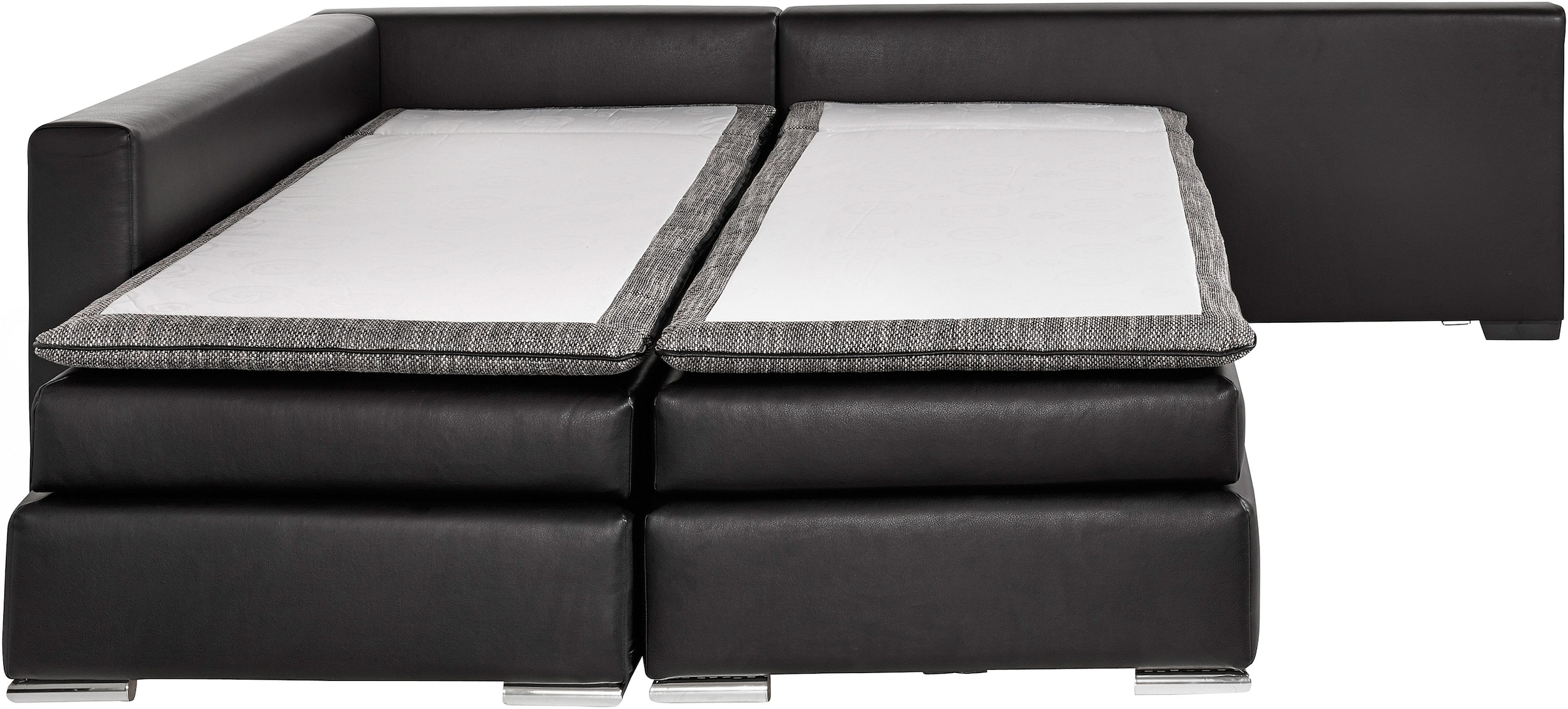 INOSIGN Ecksofa »Boxspringbett Night & Day L-Form mit Dauer-Schlaffunktion o. Armlehnen«, mit Boxspring-Bettfunktion 164x200 cm und Bettkasten, Dauerschläfer!