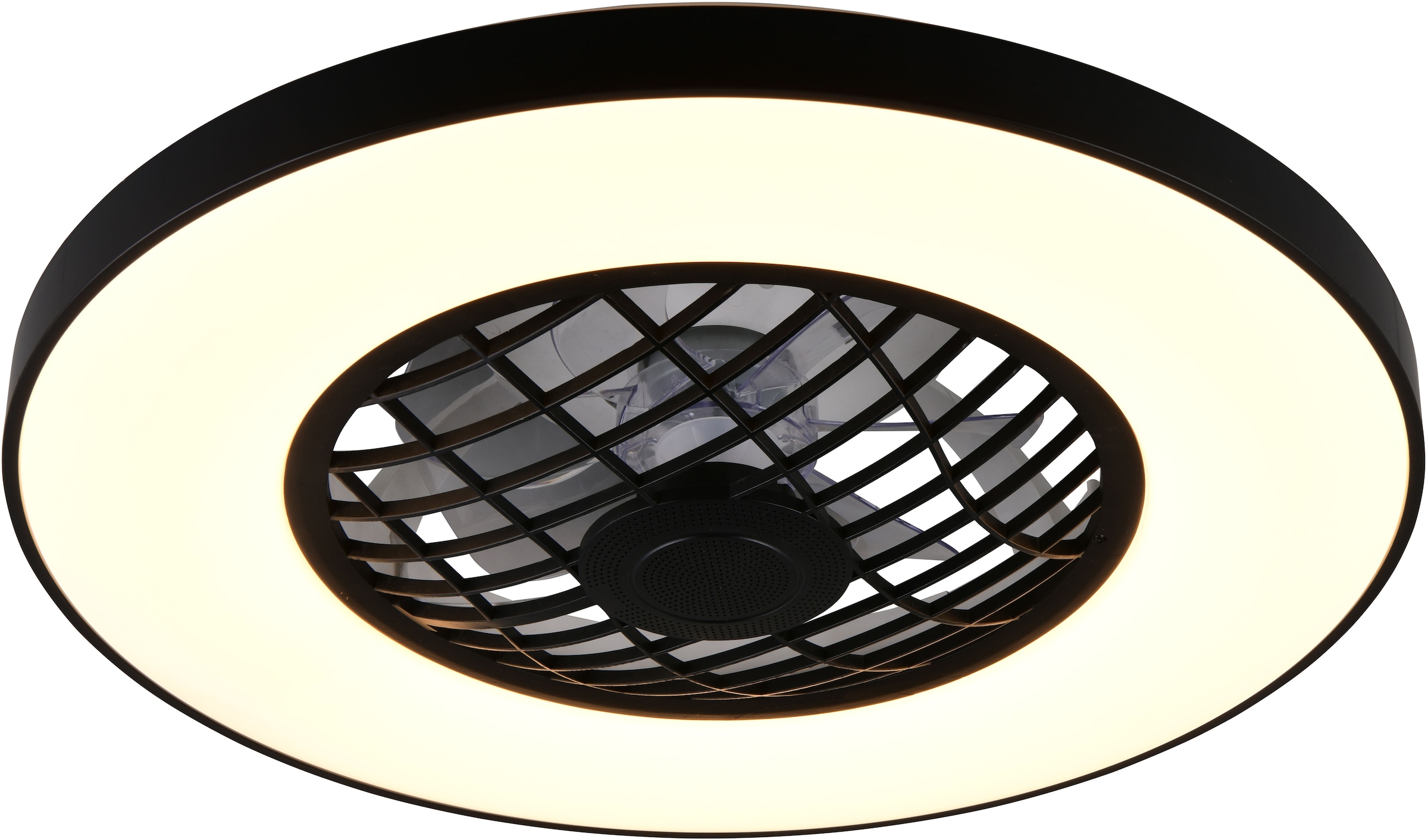 REALITY Leuchten LED Deckenleuchte »LINKÖPING mit Ventilator, Deckenventilator mit Licht inklFernbedienung« LED-Board 1 Stk. warmweiß - kaltweiß mit Bluetooth Lautsprecher, RGB Farbwechsel 3 Geschwindigkeiten Timer
