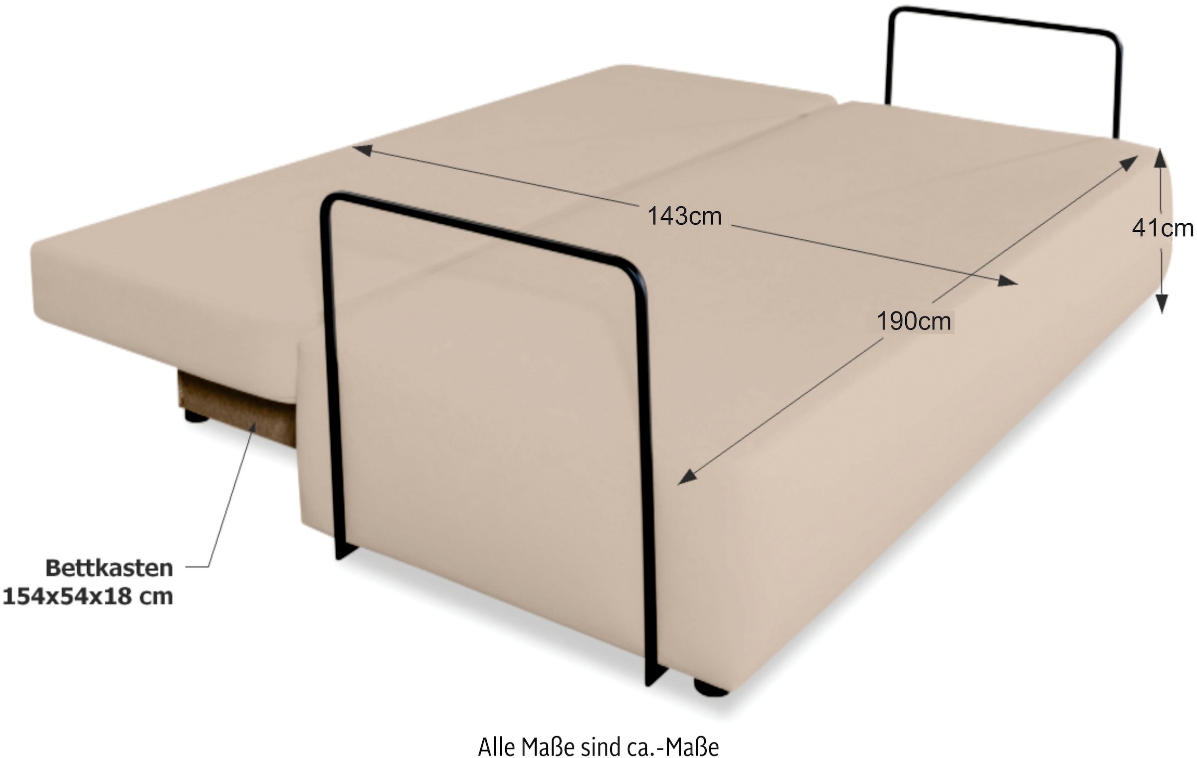 COLLECTION AB »Maria, B: 191 cm, Liegefl. 143x190 cm« Bettfunktion & Bettkasten, Federkern & Zierkissen, freistehend