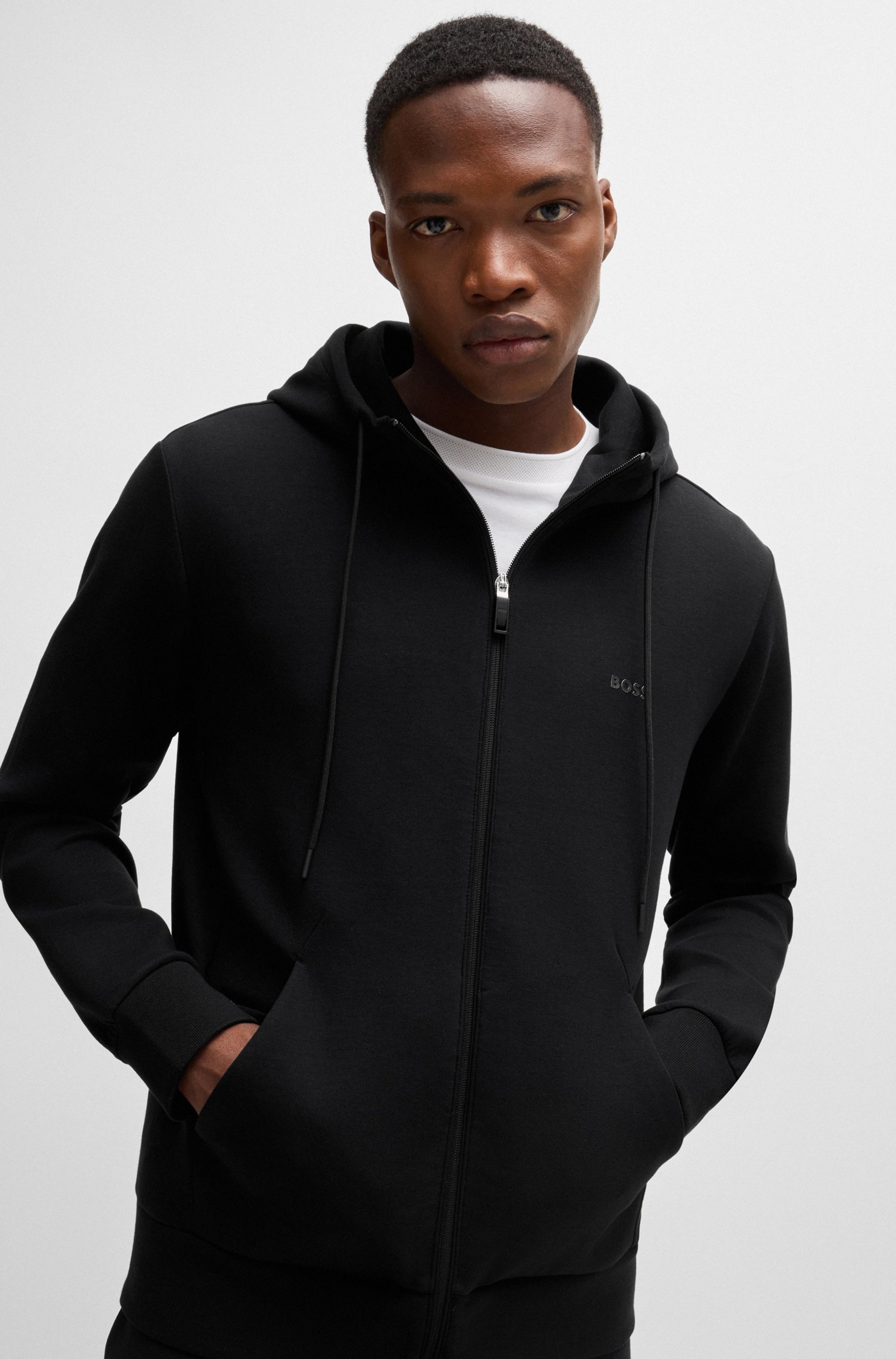 BOSS GREEN Kapuzensweatjacke »Saggy«, mit BOSS Aufdruck