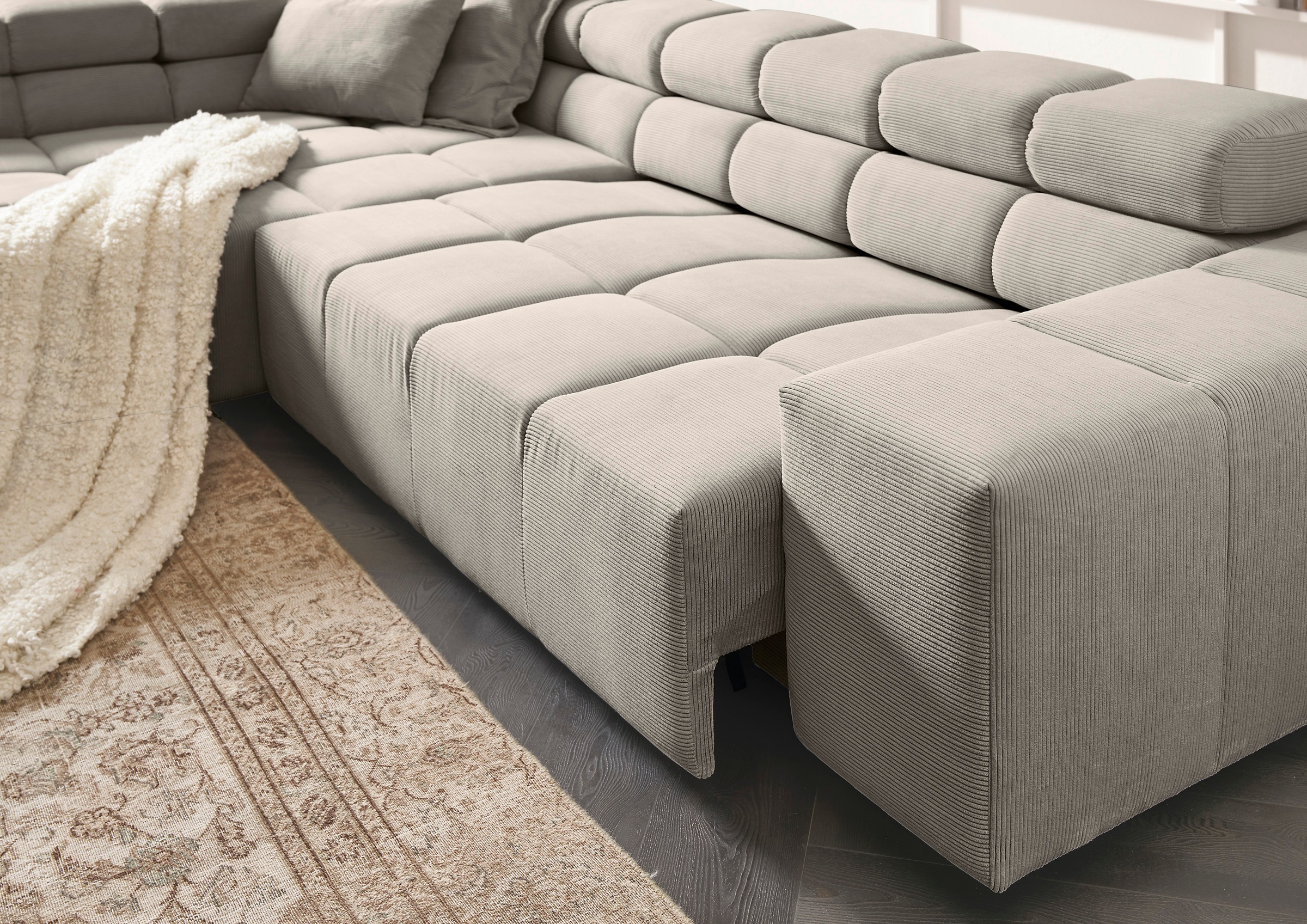 INOSIGN Ecksofa »Ancona incl. Kopfteilverstellung, Breite 319cm, L-Form«, wahlweise motorische Sitztiefenverstellung, auch in Cord + Easy Care