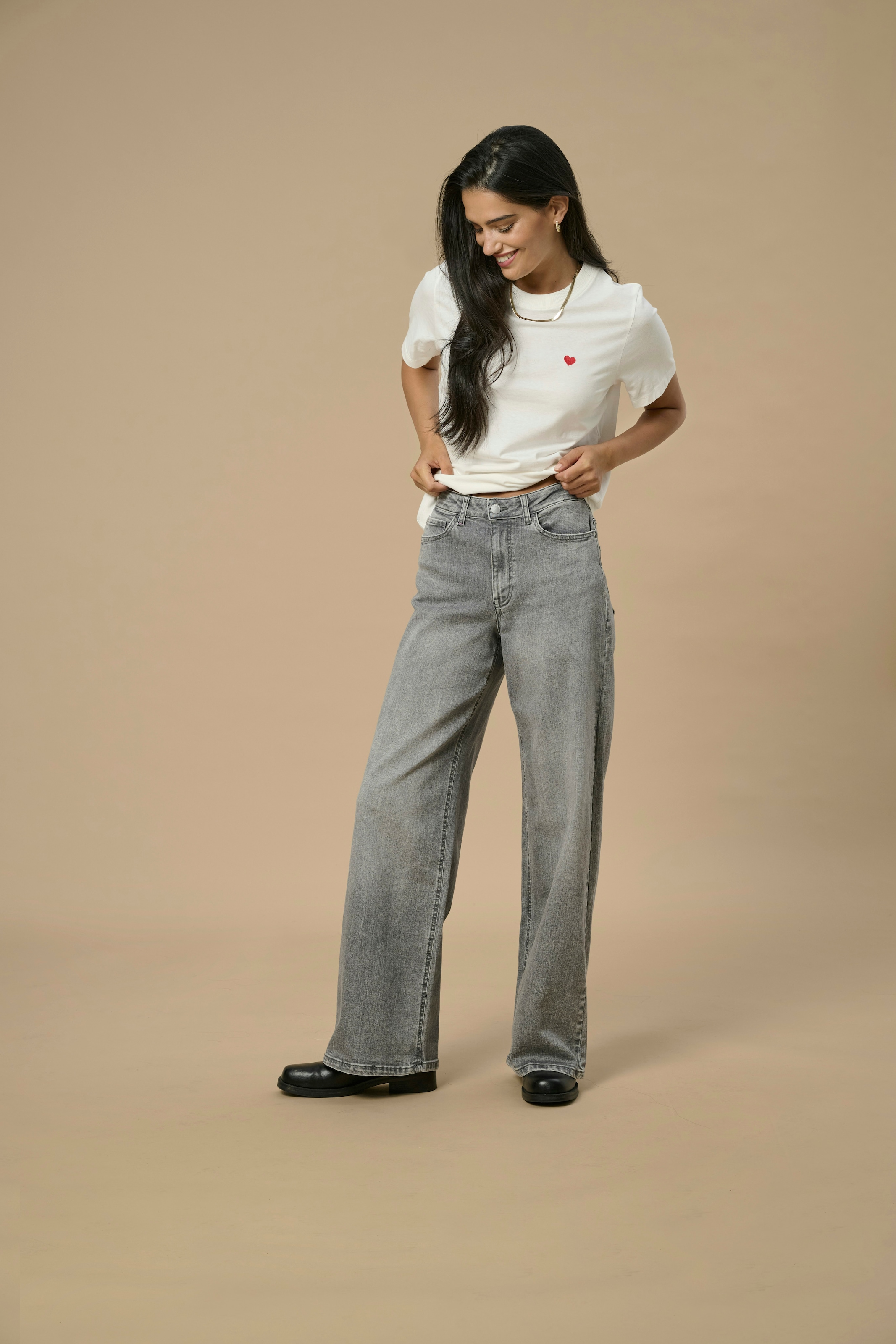 JDY High-waist-Jeans »JDYFELINA-FINA HW WIDE JNS LT GREY DNM«