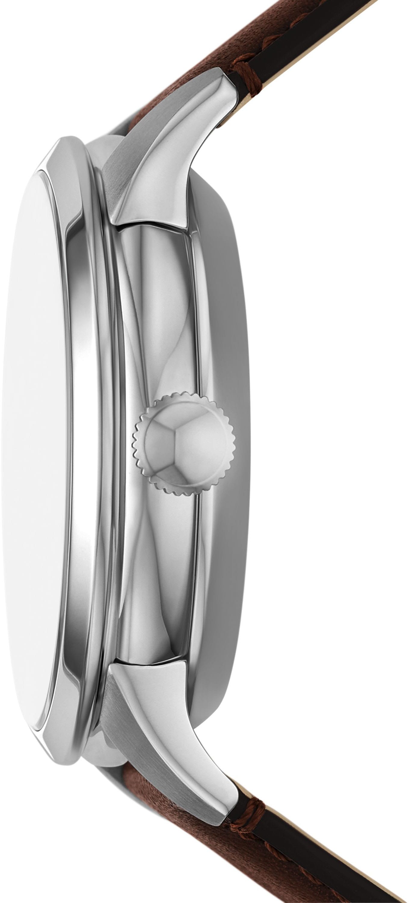 Fossil Automatikuhr »TOWNSMAN Automatic«, Armbanduhr, Herrenuhr, Mechanische Uhr, Lederarmband, analog