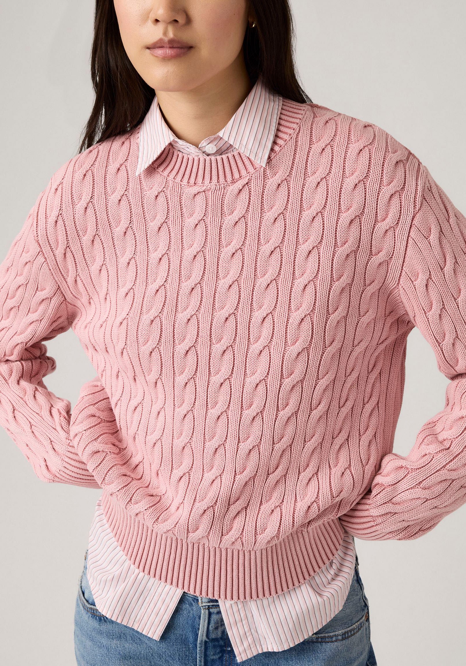 Levi's® Rundhalspullover »BOYFRIEND CREW PU«, Mit Zopfmuster