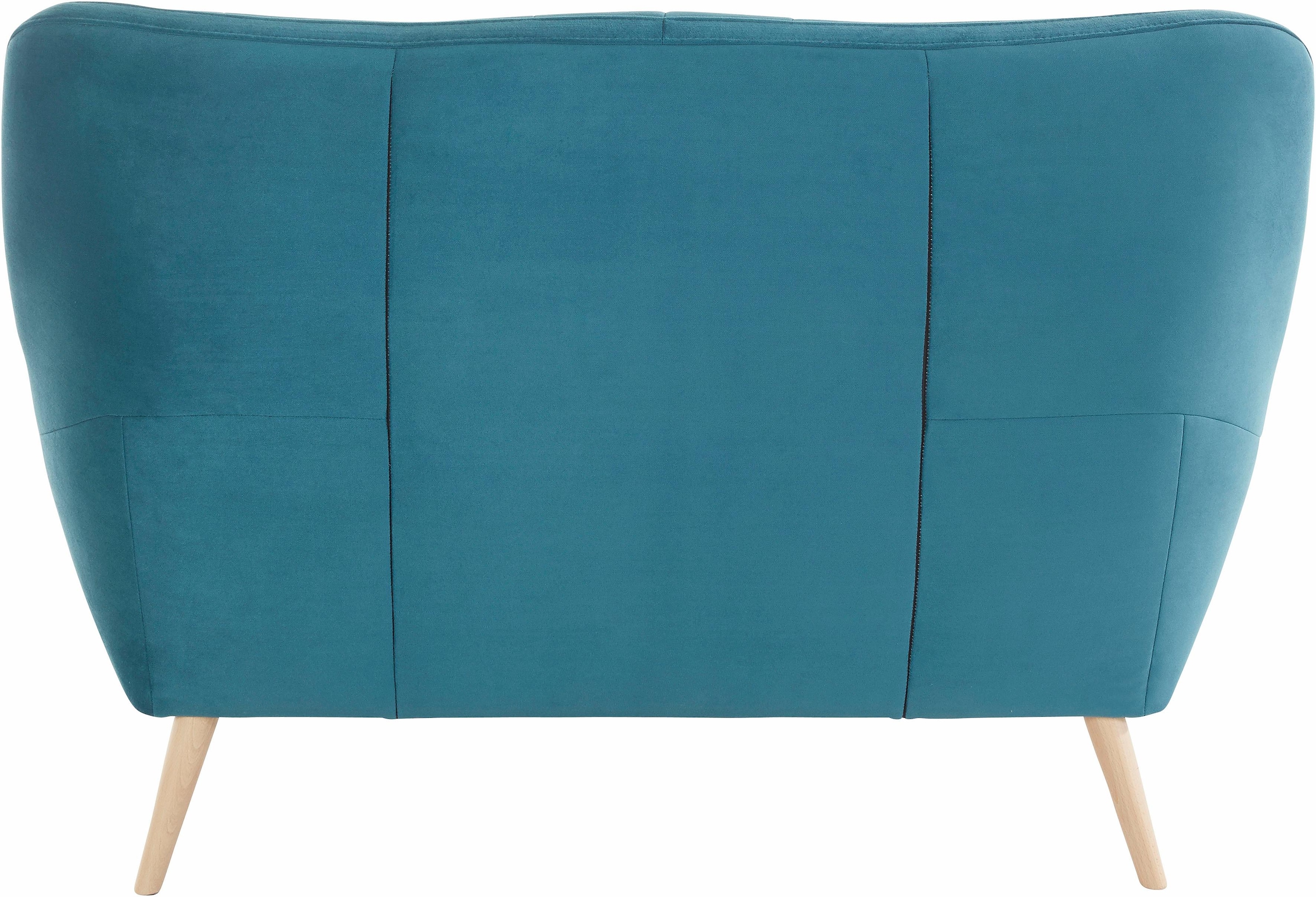 exxpo - sofa fashion 2-Sitzer »Scandi, bequem, aufwendige Rückenpolsterung für mehr Sitzkomfort« akuelle Farben in hochwertige Bezugsqualitäten, Holzfuß