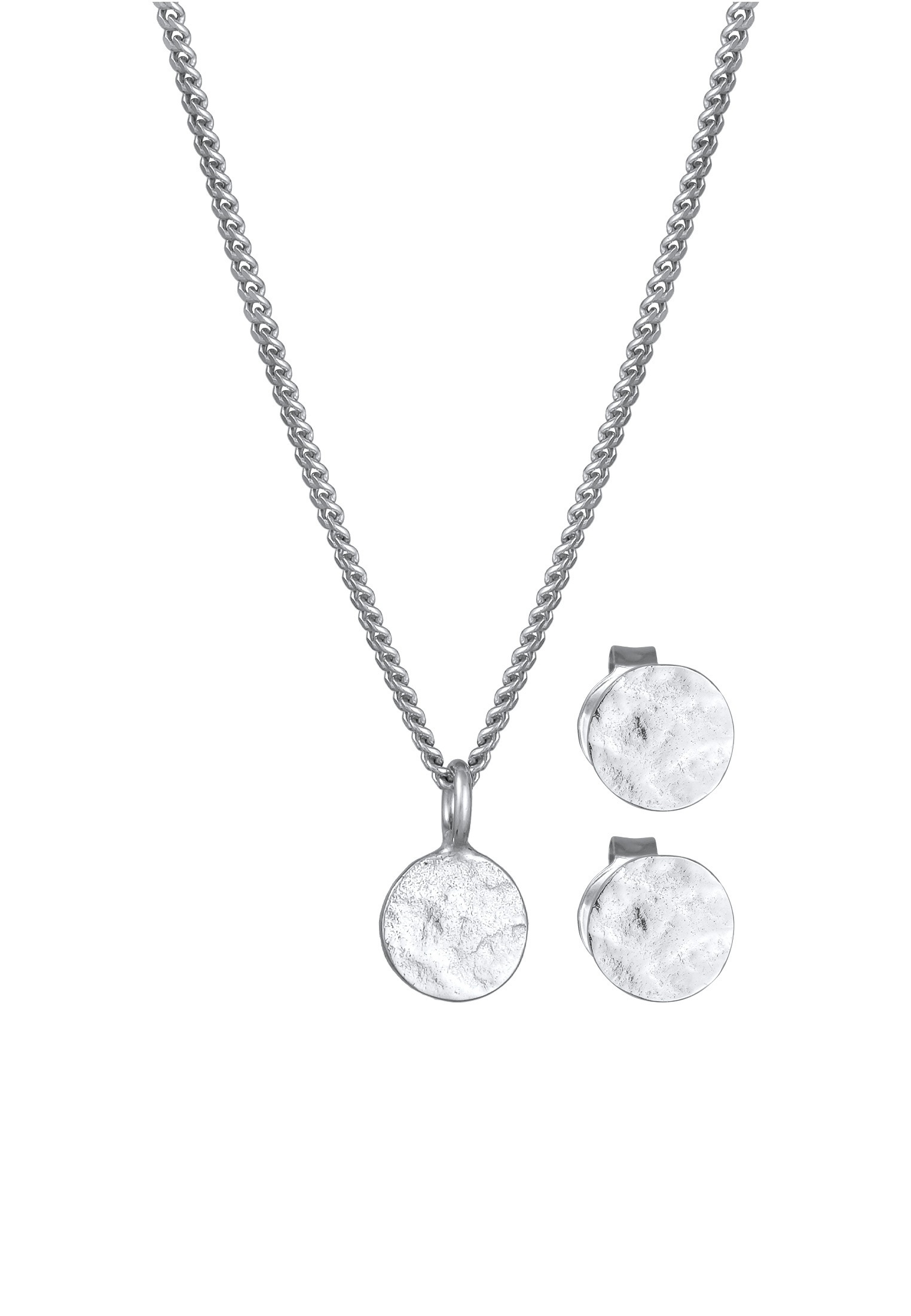 Elli Ohrring und Ketten Set »Schmuckset Kette und Ohrringe Plättchen 925 Silber«
