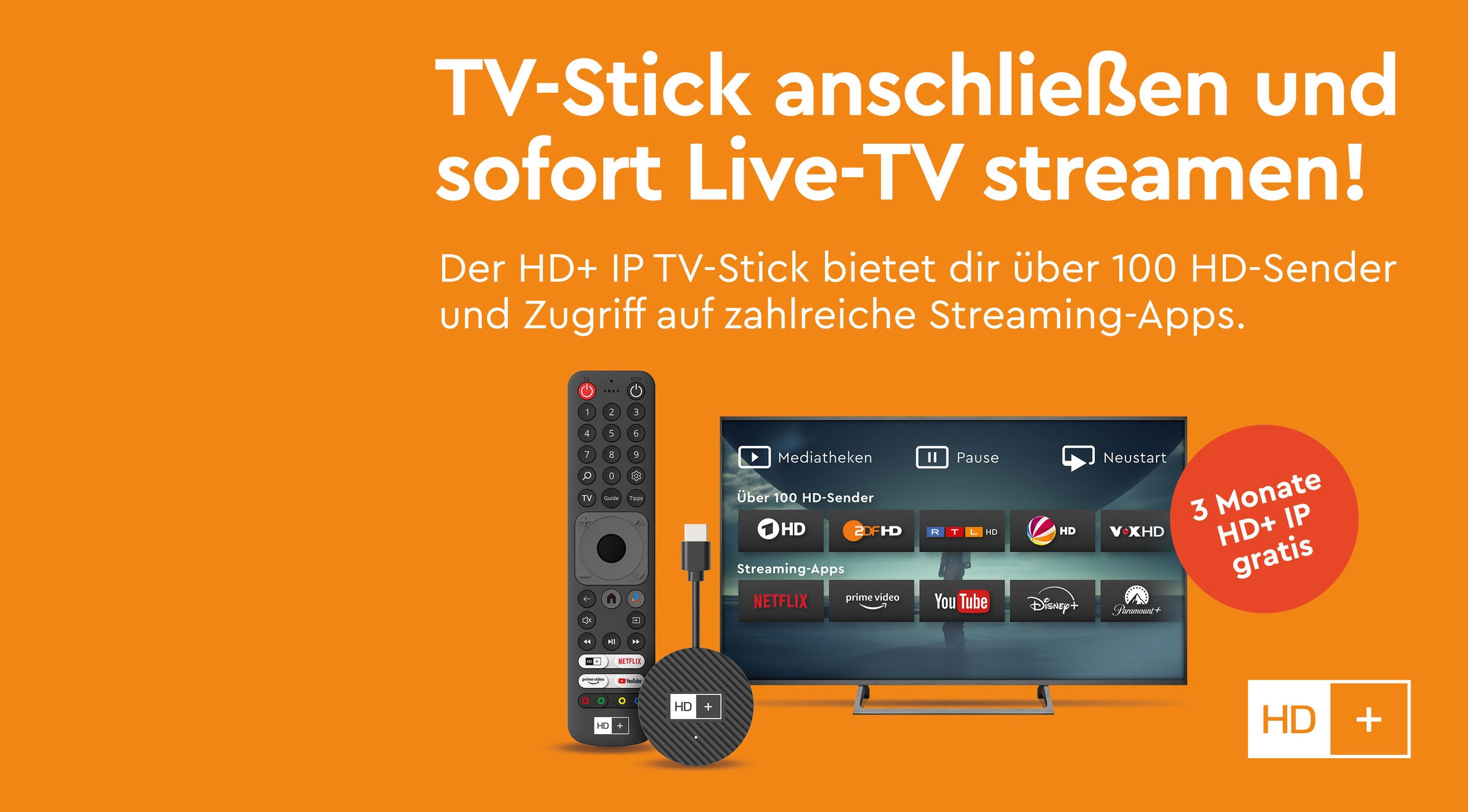HD Plus Streaming-Stick »IP TV-Stick (inkl. HD+ IP für 3 Monate gratis)«