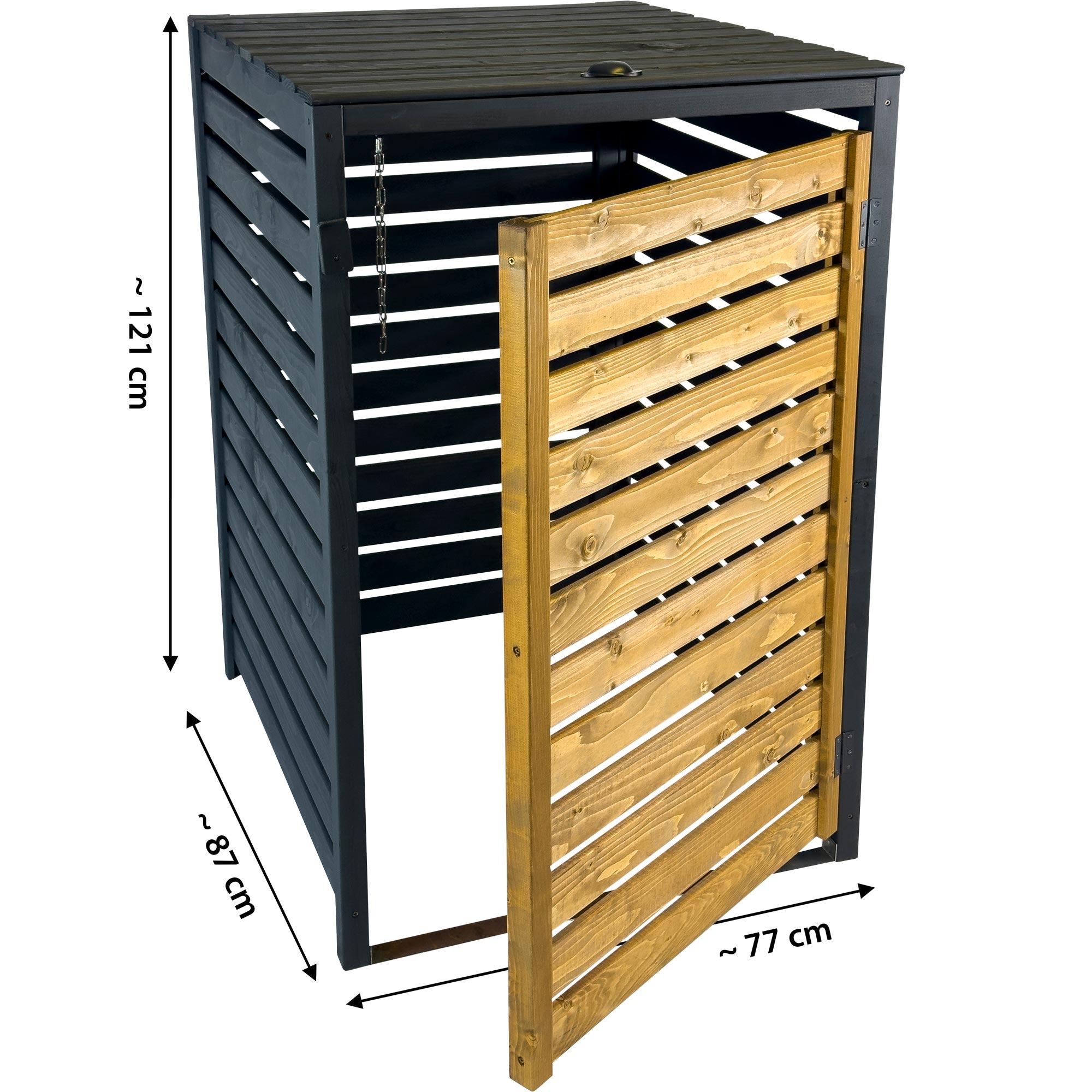 dobar Mülltonnenbox »Mülltonnenverkleidung 240 L, schwarz-braun« aus robustem lasiertem Fichtenholz