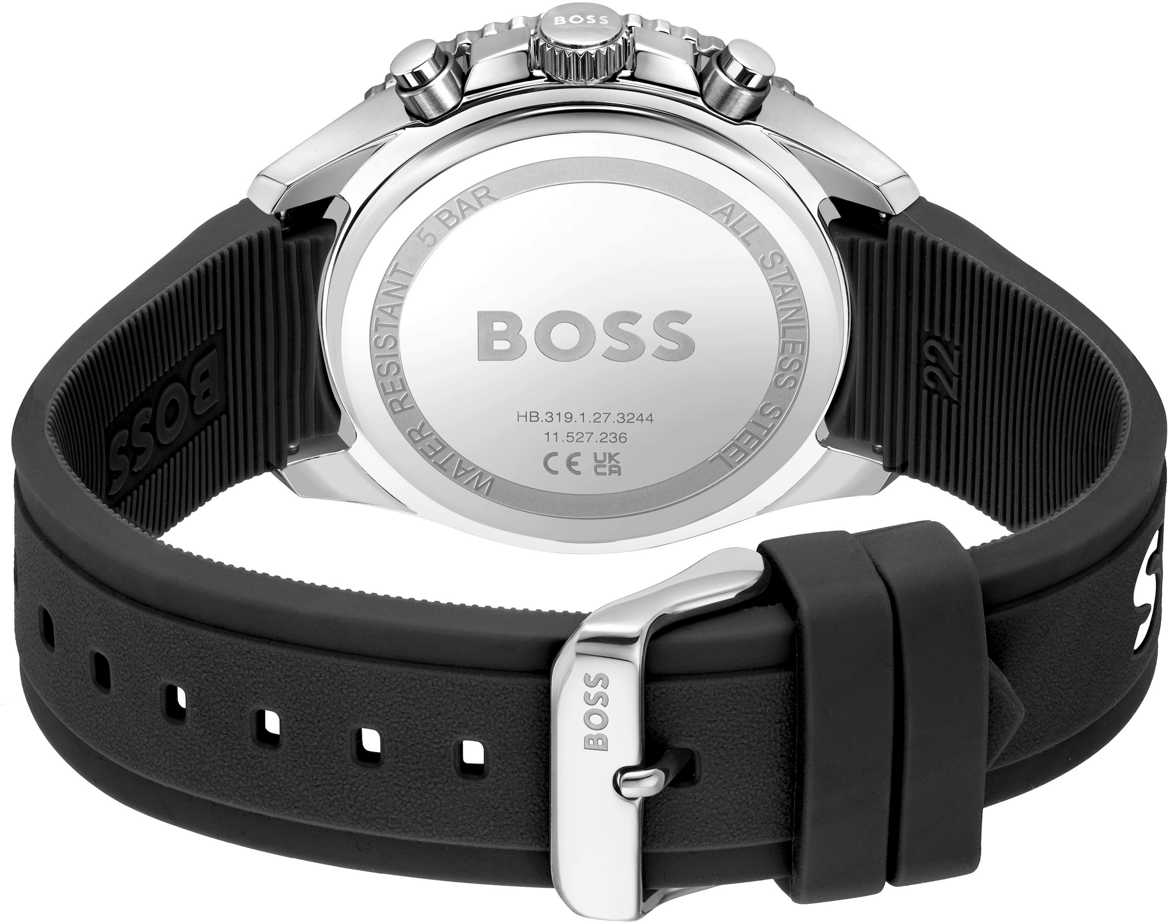 BOSS Chronograph »RUNNER«, Quarzuhr, Herrenuhr, Armbanduhr, Stoppfunktion, Silikonarmband