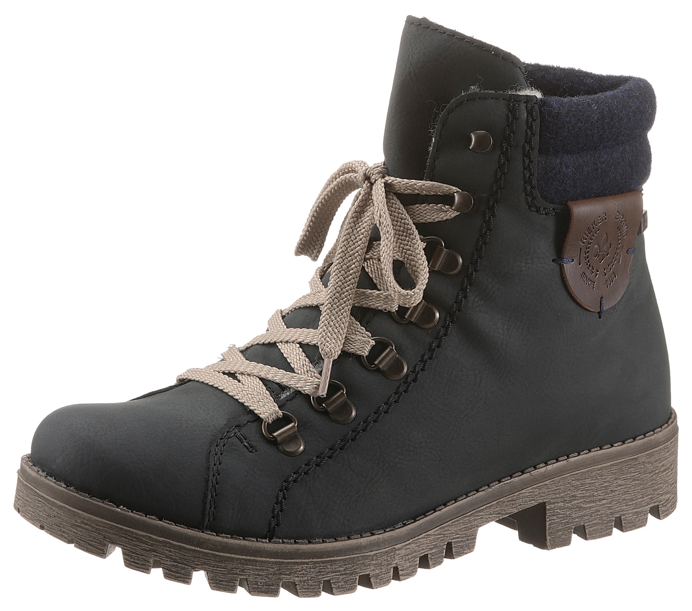 Rieker Damen Winterboots in Bergsteiger-Optik in blau, Größe 43