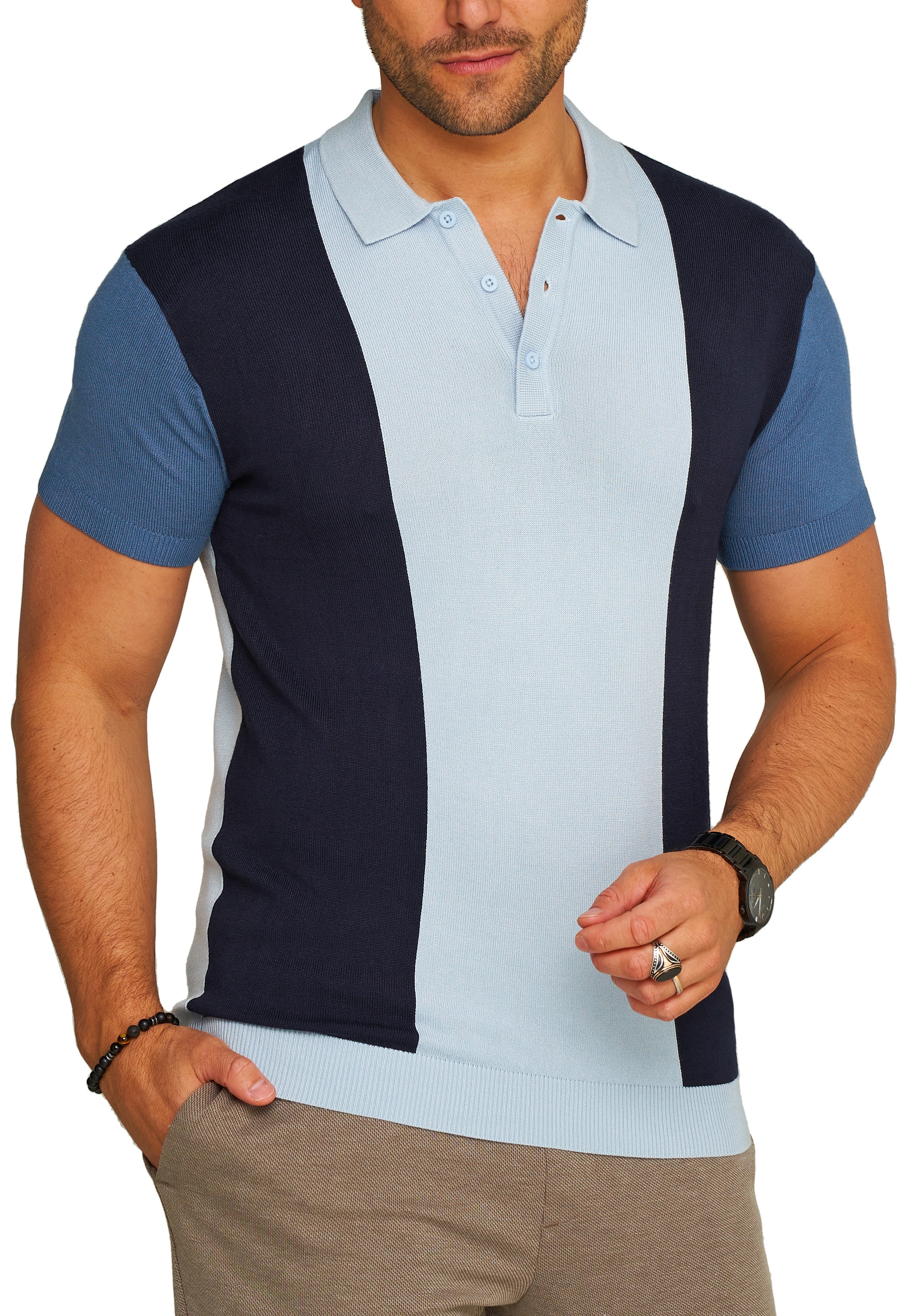 SOULSTAR Poloshirt »Kurzarm Polo T-Shirt für Herren« Herren Basic Kurzarm Knit Polo Hemd Feinstrick Kontrast