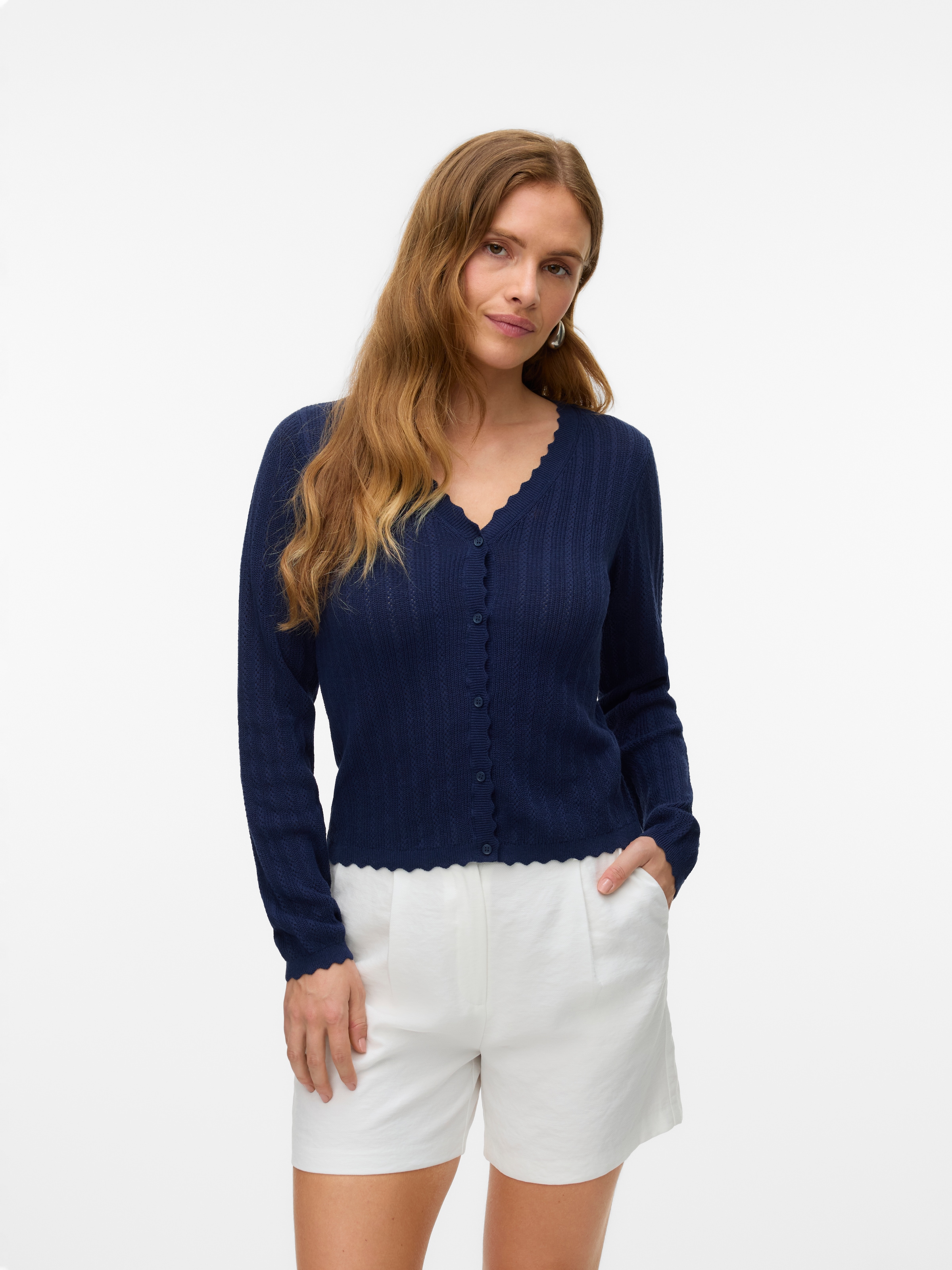 Vero Moda Strickjacke »VMLUXLIGHT POINTELLE LS V-NECK CARDIGAN«
