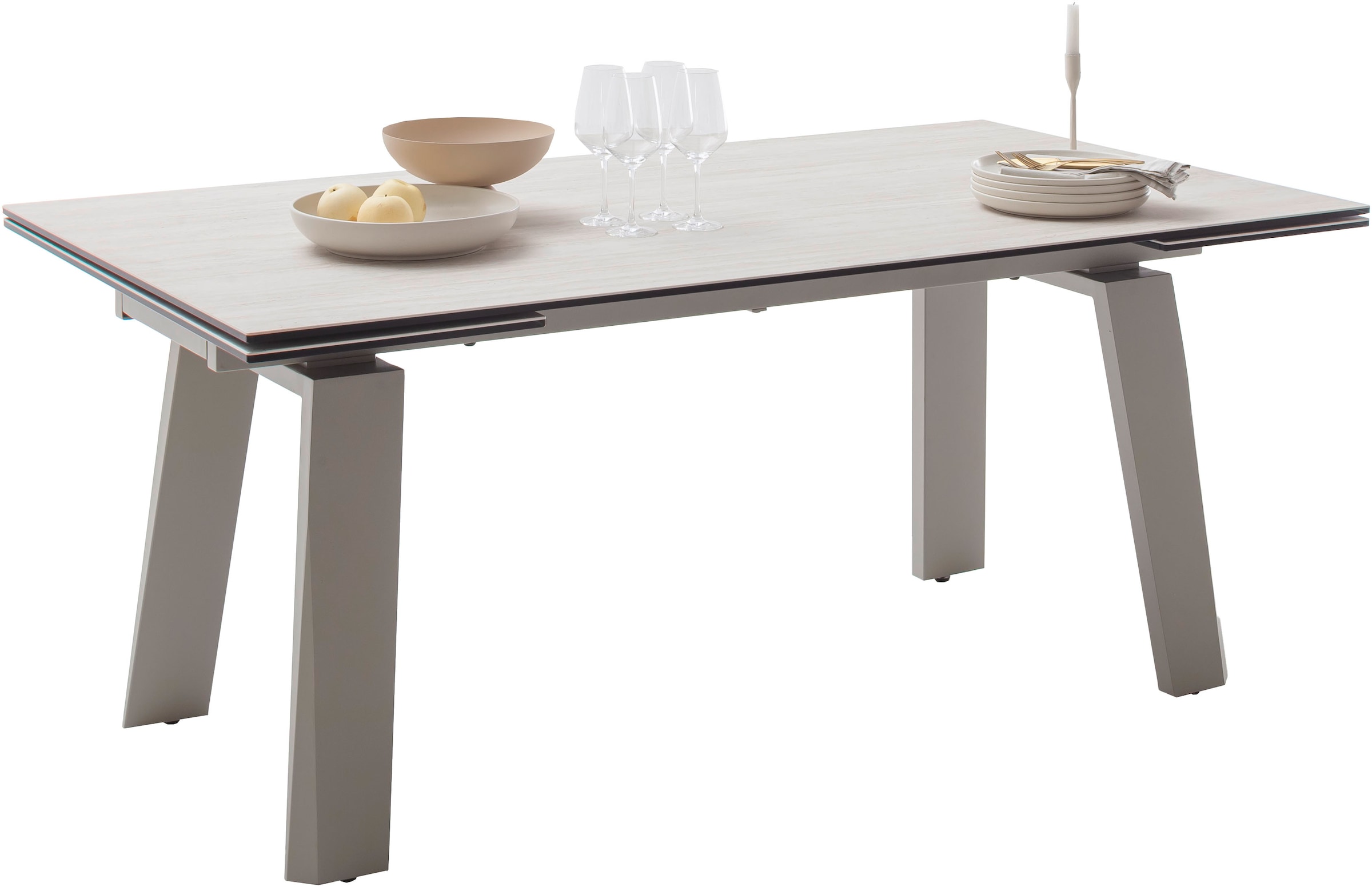 MCA furniture Esstisch »Kalamata« 1 Stk. tlg. Auszugstisch, Stirnauszug, Metallgestell, Keramik, Sicherheitsglas