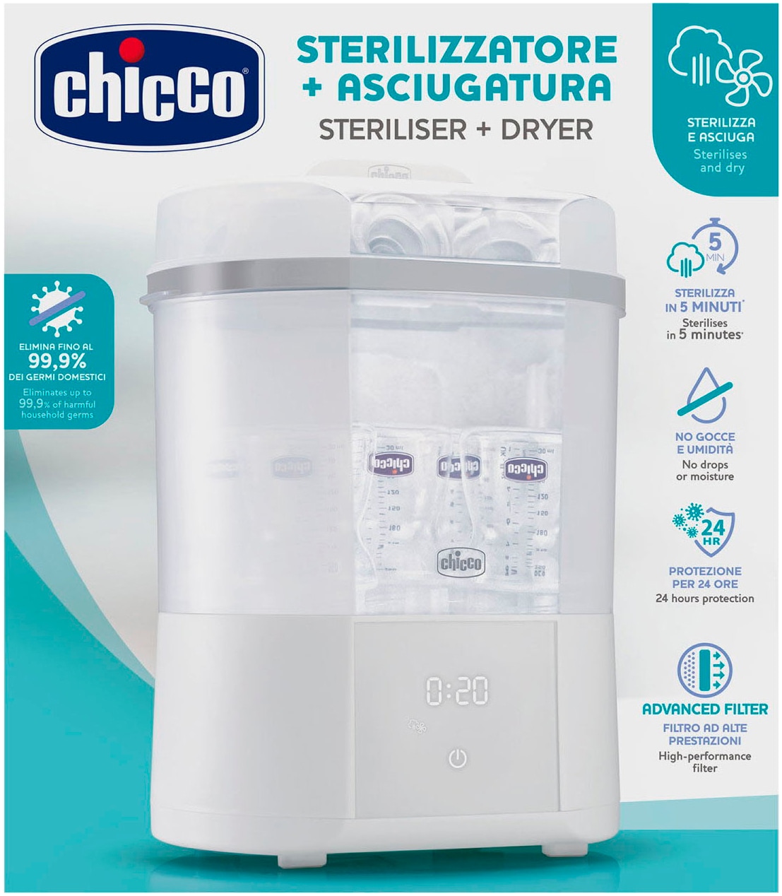 Chicco Dampfsterilisator »Modularer Sterlisator mit Trocknungsfunkion«, mit Trocknungsfunktion