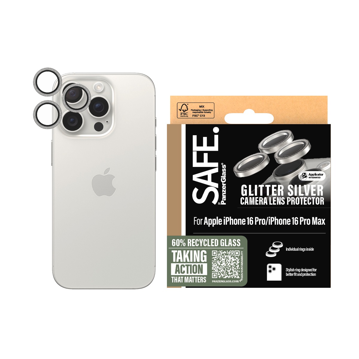 SAFE by PanzerGlass Kameraschutzglas »Camera Lens Protection«, für Apple iPhone 16 Pro-Apple iPhone 16 Pro Max, Kameraschutz, Schutzglas, Linsenschutz, kratz- & stoßfest