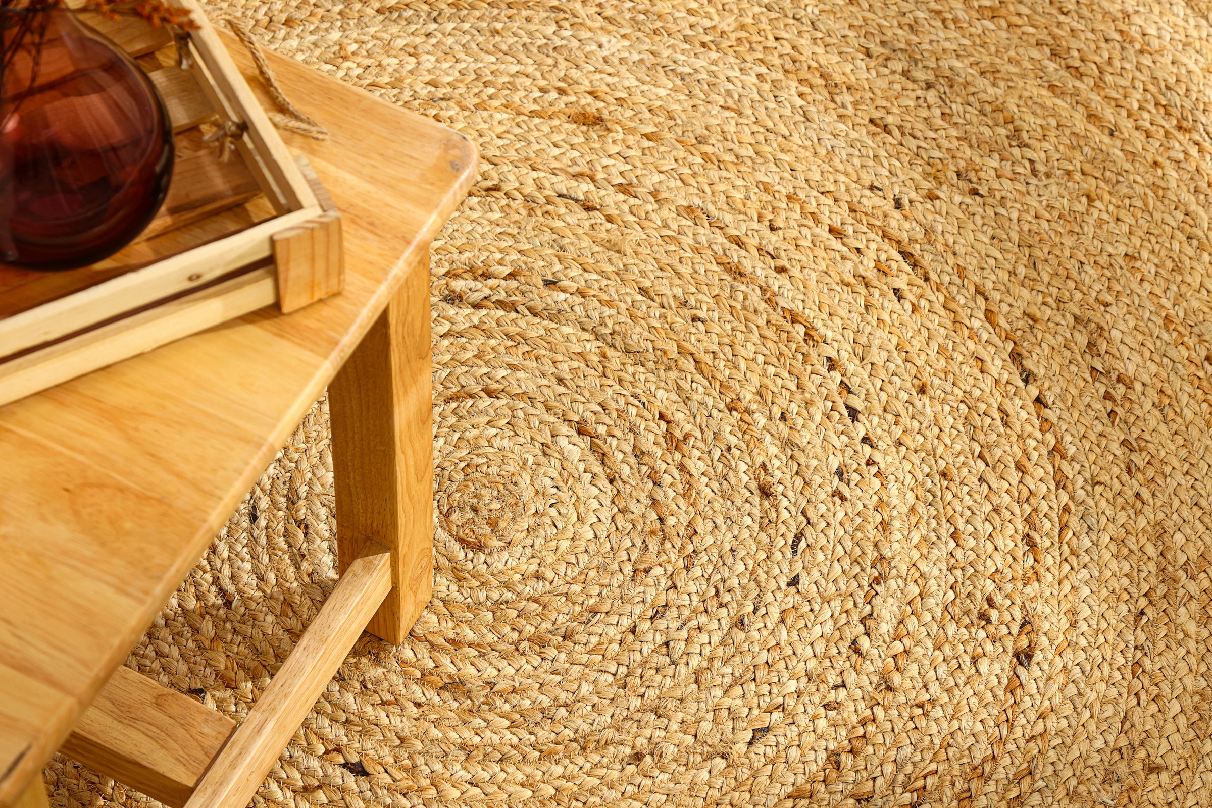 Myflair Möbel & Accessoires Teppich »Lola«, rund, 10 mm Höhe, Juteteppich, Wendeteppich, handgeflochten, 100% Naturfaser, Boho-Style