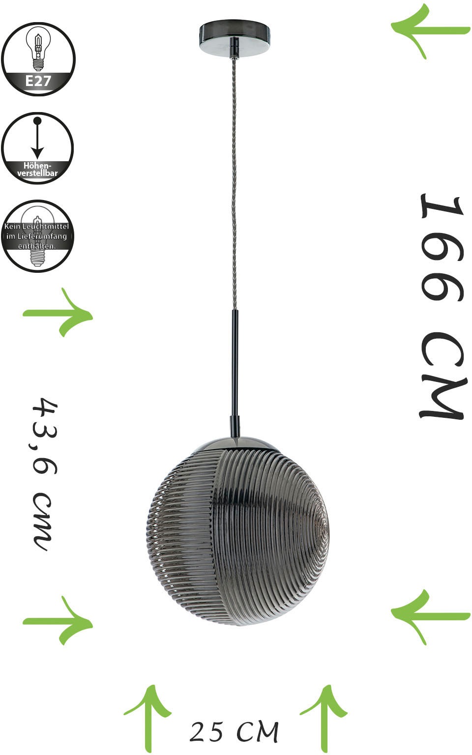 ECO-LIGHT Pendelleuchte »GREENWICH«, Leuchtmittel E27 | ohne Leuchtmittel