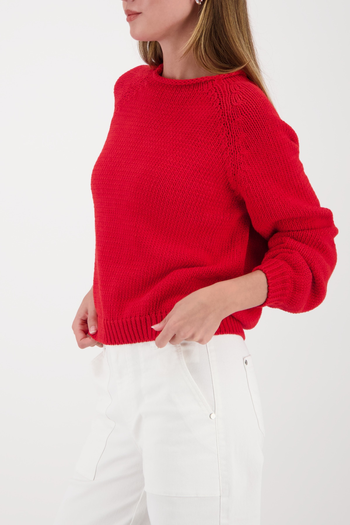 Monari Strickpullover »Pullover uni« Rundhalsausschnitt mit Rollkante, Regular Fit