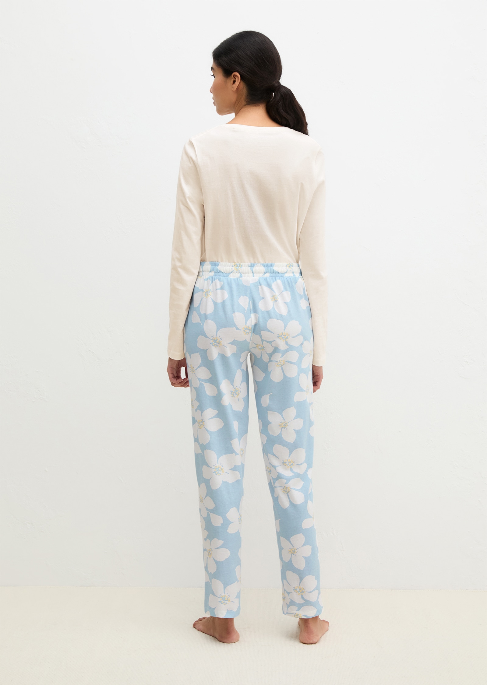 Marc O'Polo Pyjamahose »Mix N Match Cotton«  mit floralem Print, Gummizug und Bindeband