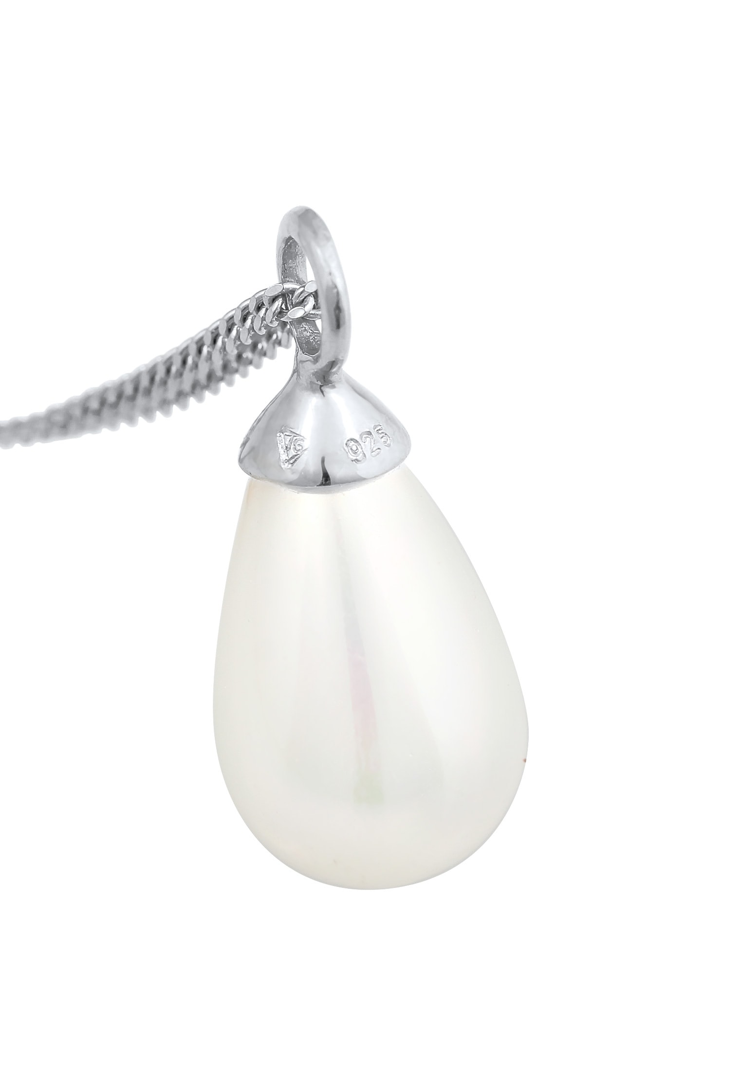 Nenalina Lange Kette »Halskette Anhänger Muschelkernperle Tropfen 925 Silber«