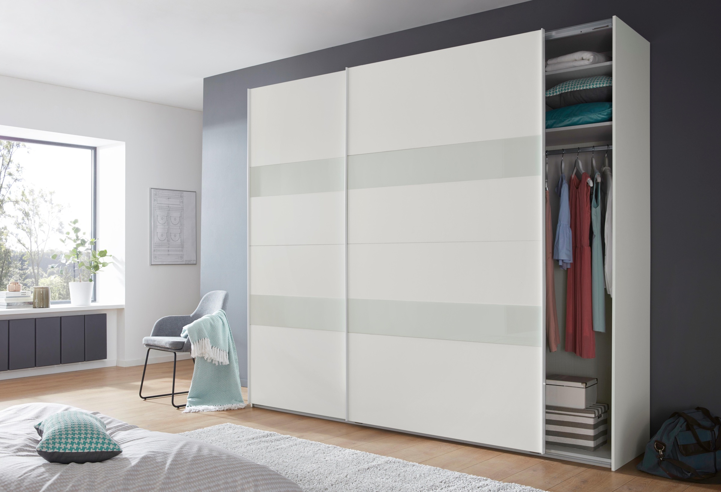 Wimex Schwebetürenschrank »Altona«, mit Glaselementen und zusätzlichen Einlegeböden