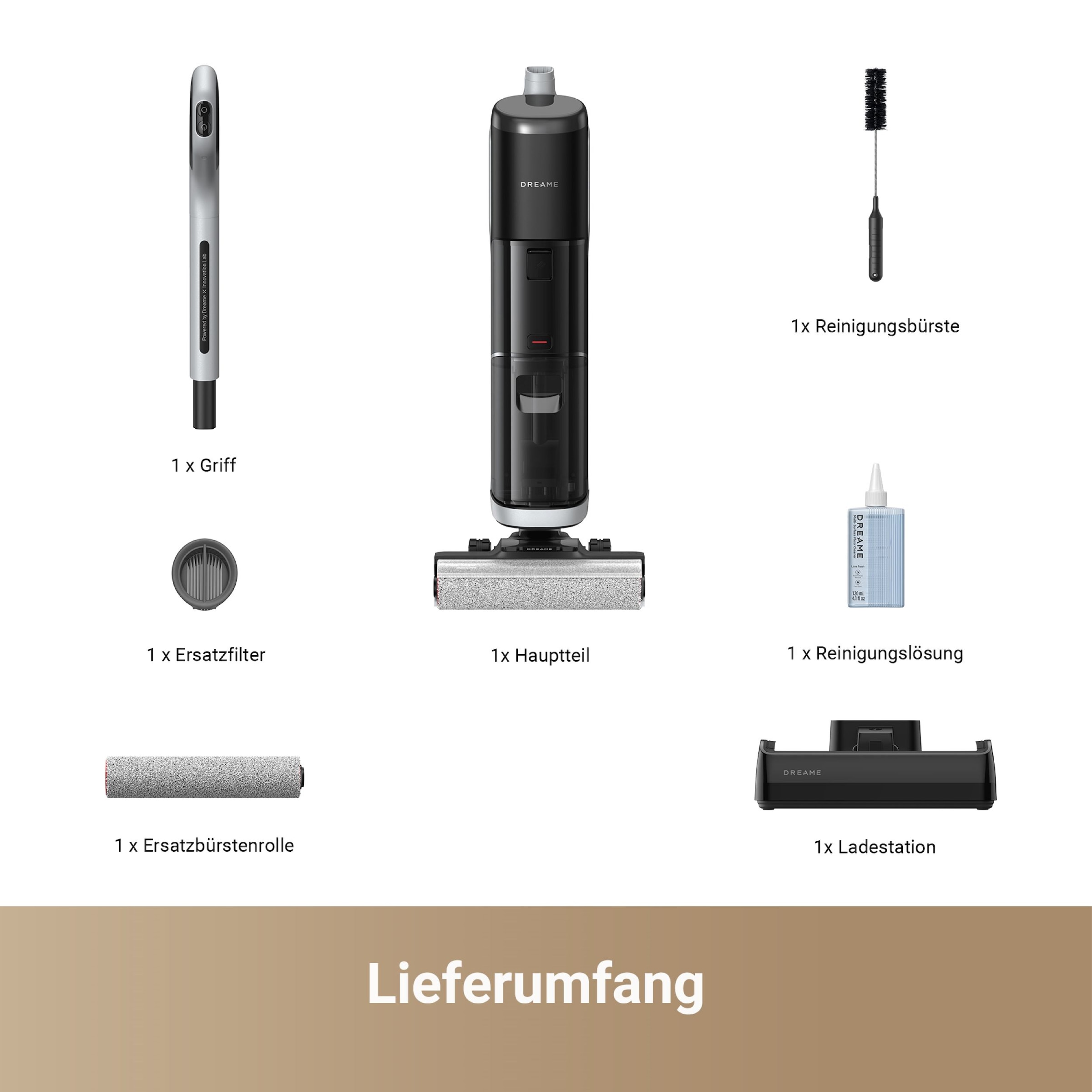 Dreame Nass-Trocken-Sauger »Dreame H14 Pro mit 18.000 Pa Saugkraft«, Flexible und gründliche 180° Reinigung, schnelle Trocknung der Bürste