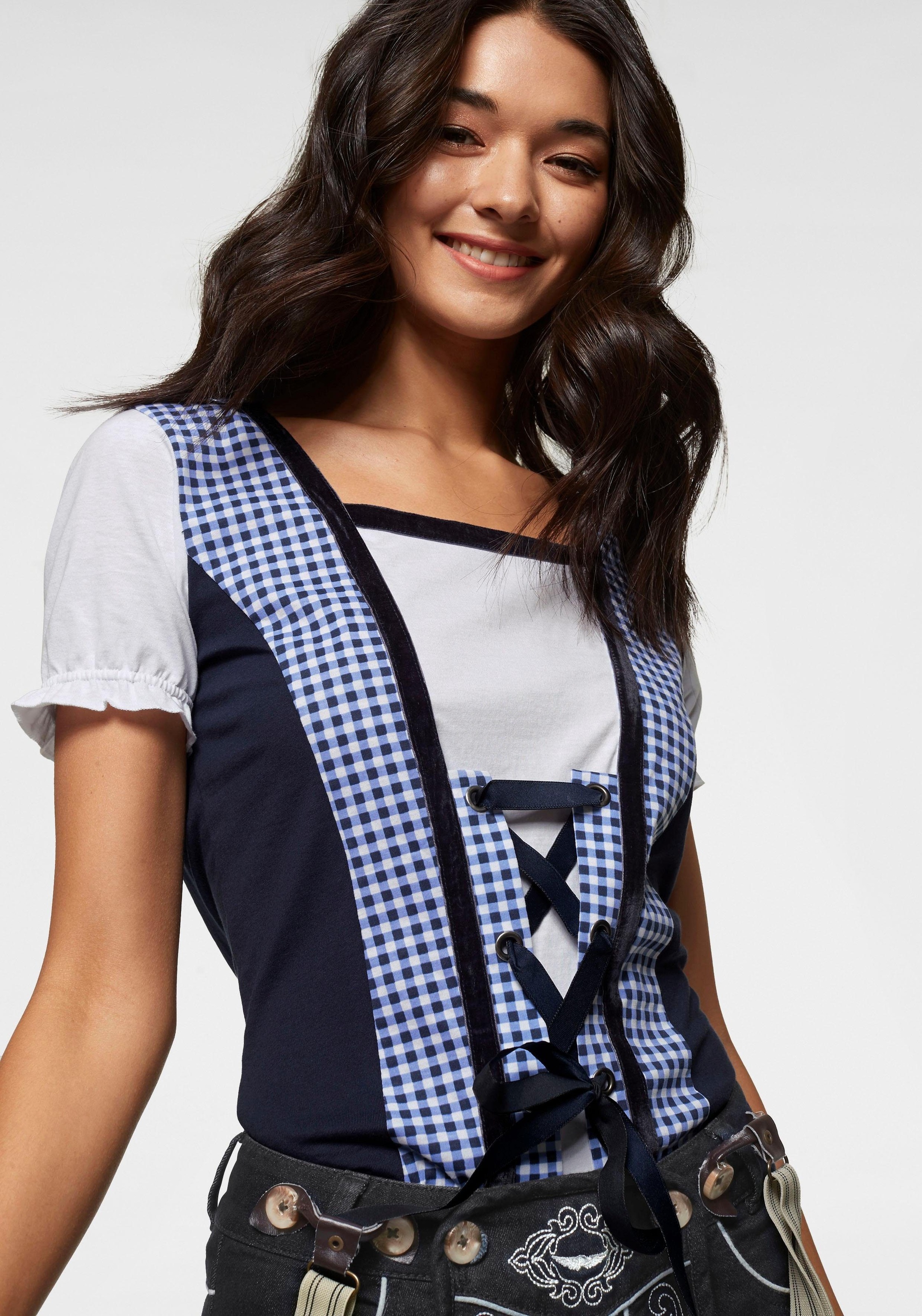 AJC T-Shirt, in Dirndl-Optik mit Karomuster