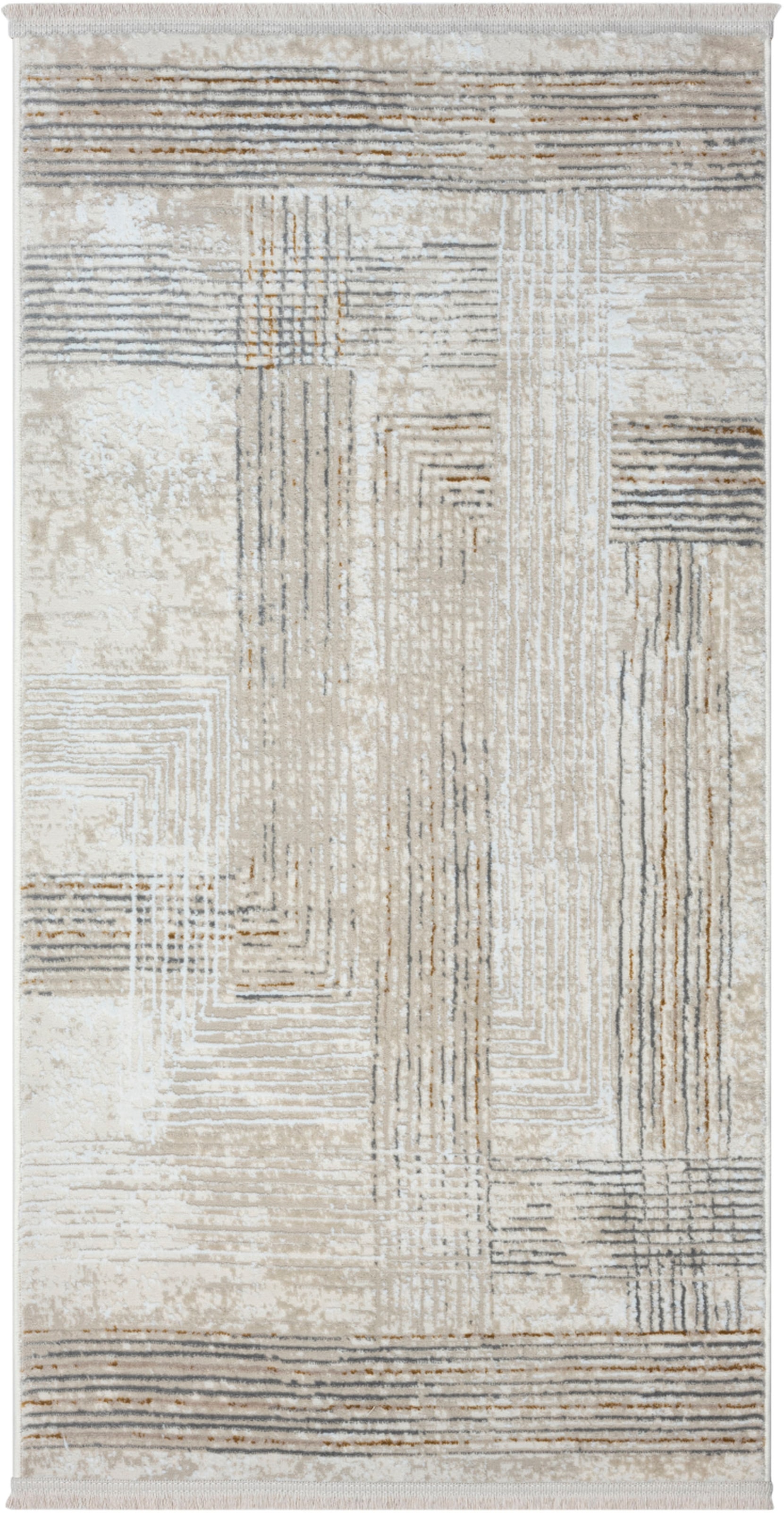 Myflair Möbel & Accessoires Teppich »My Way« rechteckig 10 mm Höhe Kurzflor, Retro-Design, besonders weich durch Microfaser, mit Fransen