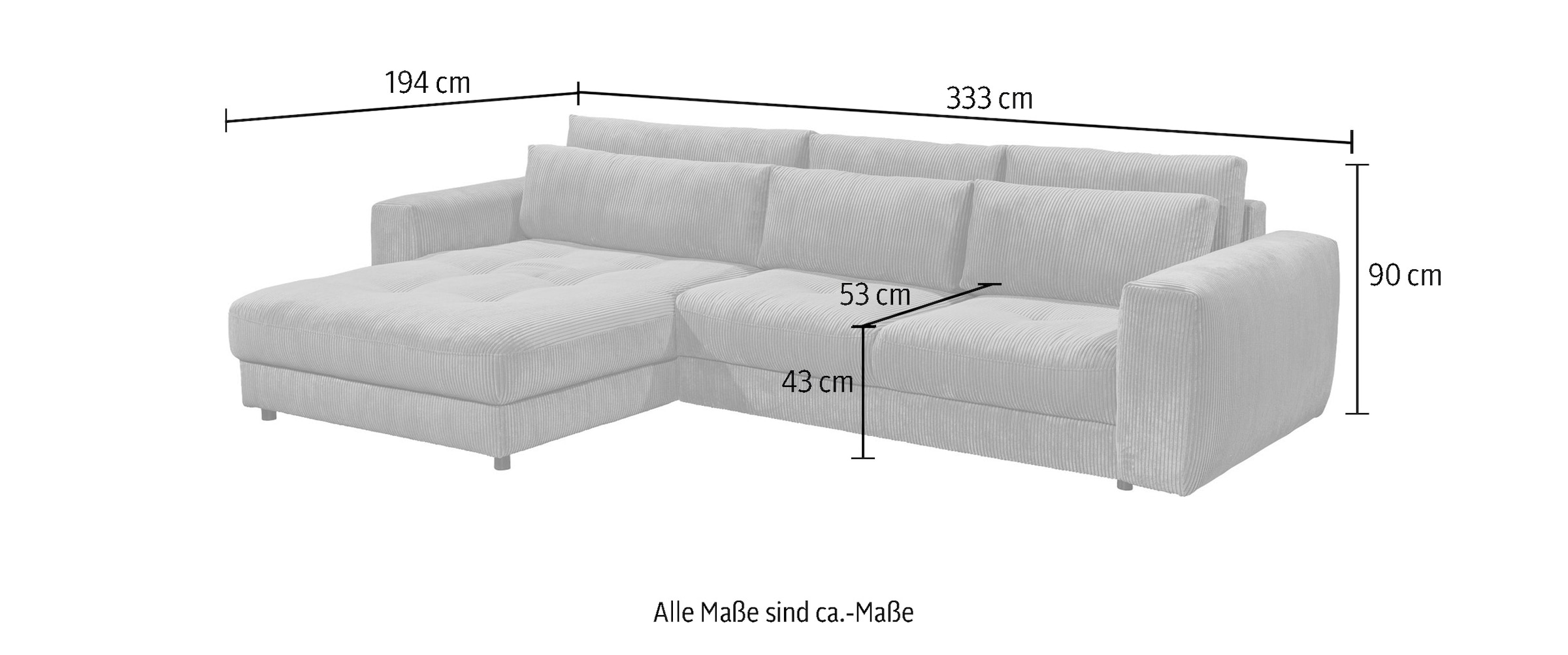 ED EXCITING DESIGN Ecksofa »Barura L-Form«, mit 3 Nierenkissen