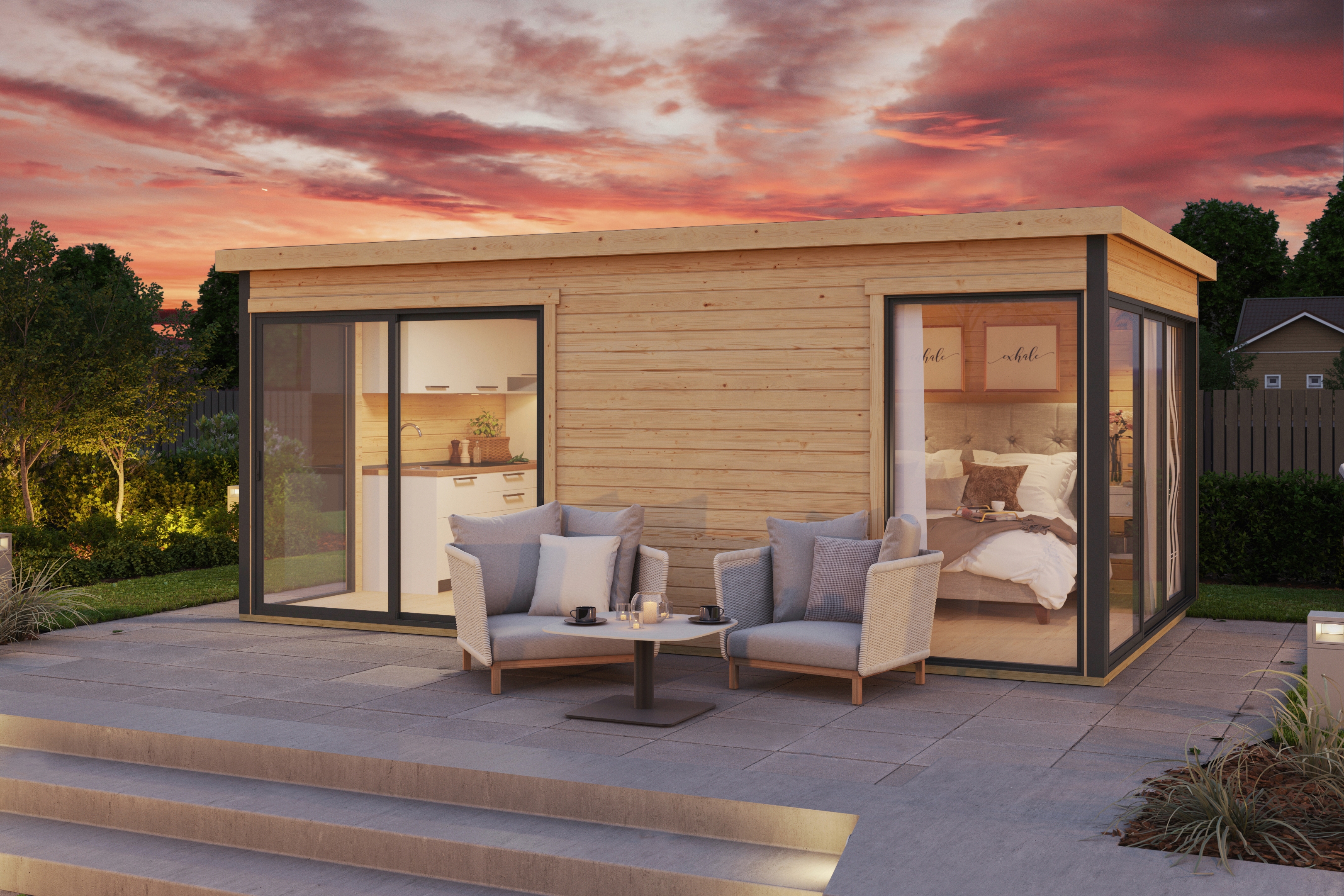 Lasita Maja Gartenhaus »DOMEO 3 NATUR/ANTHRAZIT« 2-Raum, Fundamentmass 5088 x 3219, Naturbelassen in beige