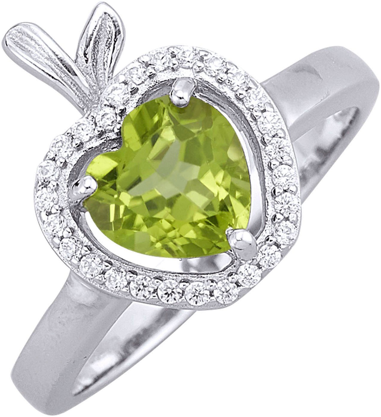 Fingerring »Schmuck Geschenk Silber 925 Damenring Ring Apfel Herz«, mit Peridot,...