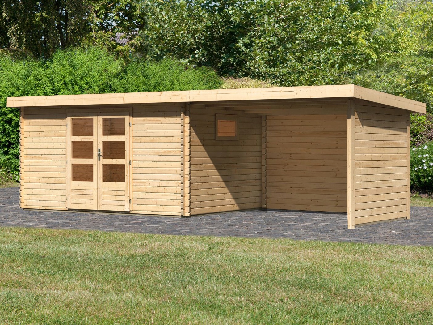 WOODFeeling Gartenhaus »Trittau 5«, mit Anbaudach