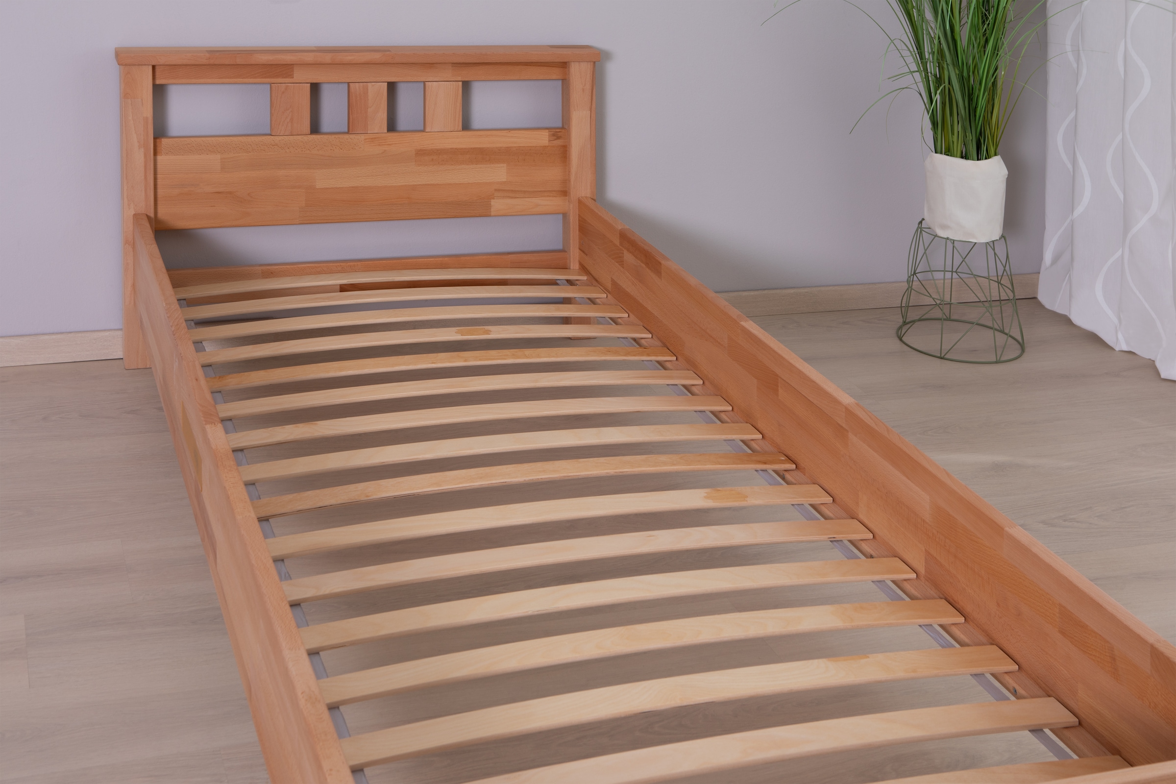 Ticaa Massivholzbett »Merci« Doppelbett, aus Buche Massivholz, inkl. Rollrost