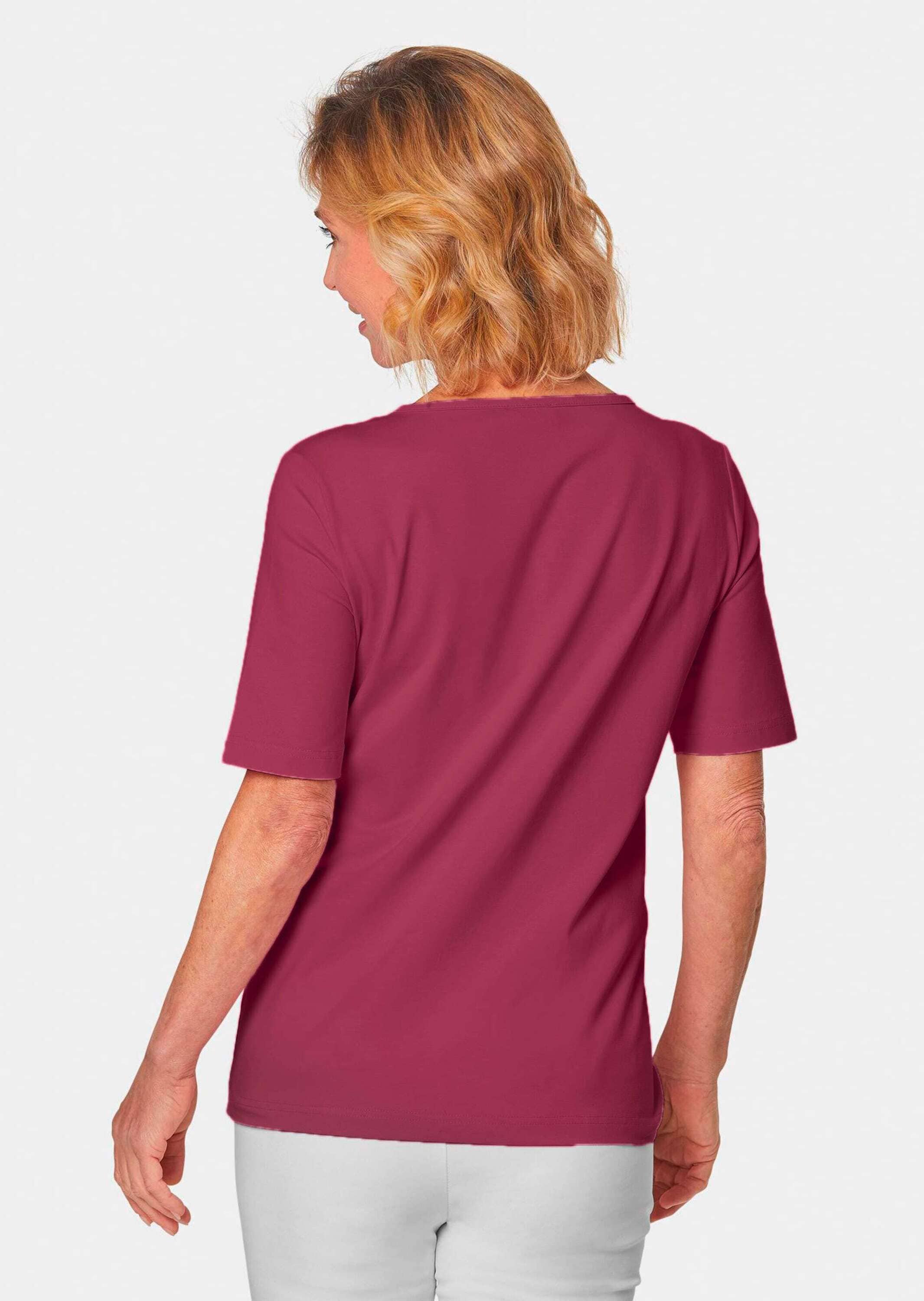 GOLDNER Langarm-Poloshirt »T-Shirt T-Shirt mit charmantem Ausschnitt und Schmucksteinchen«