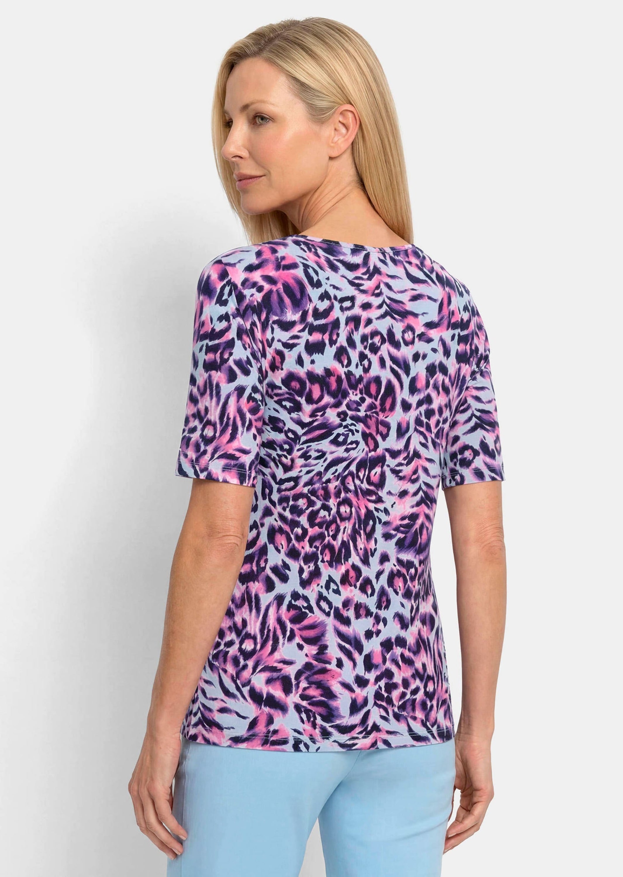 GOLDNER Kurzarmshirt »Jersey-Shirt mit Animal Print« stretchbequemer Viskosejersey