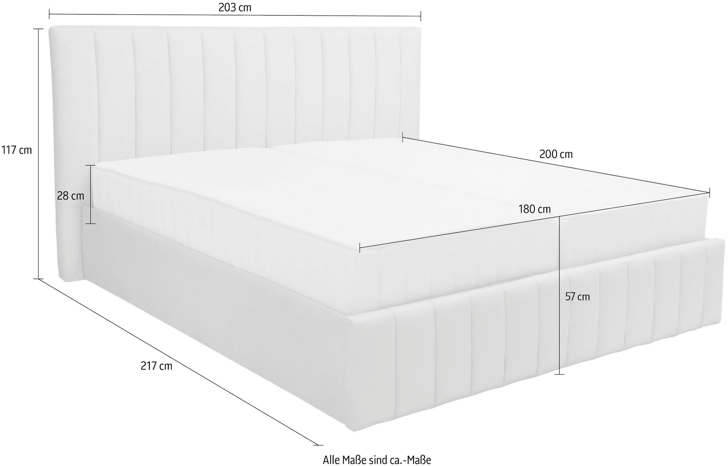 INOSIGN Polsterbett »Effy erhältlich in der Breite 180x200cm«, wahlweise mit Lattenrost und King-Matratze (28cm)