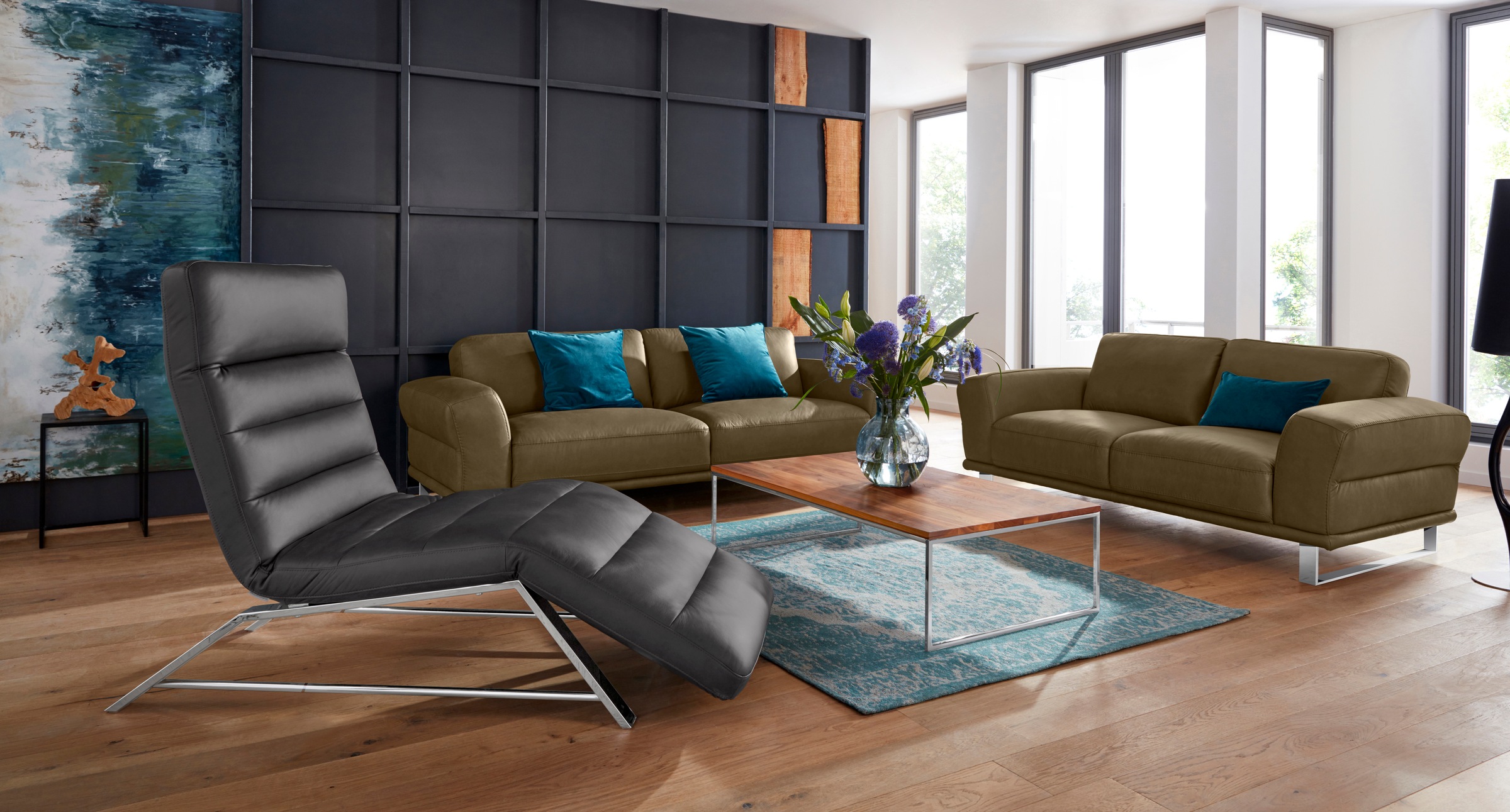 W.SCHILLIG 2,5-Sitzer »montanaa«, mit Metallkufen in Chrom glänzend, Breite 232 cm