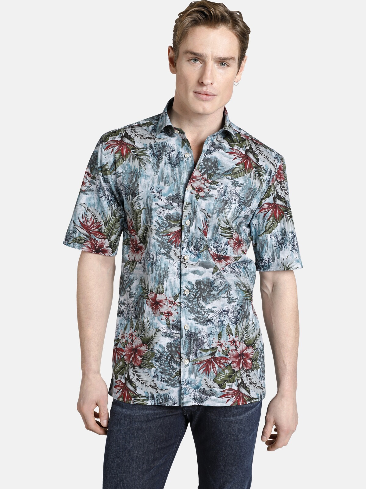 SHIRTMASTER Kurzarmhemd »allmydragons«, mit exotischem Blütendruck