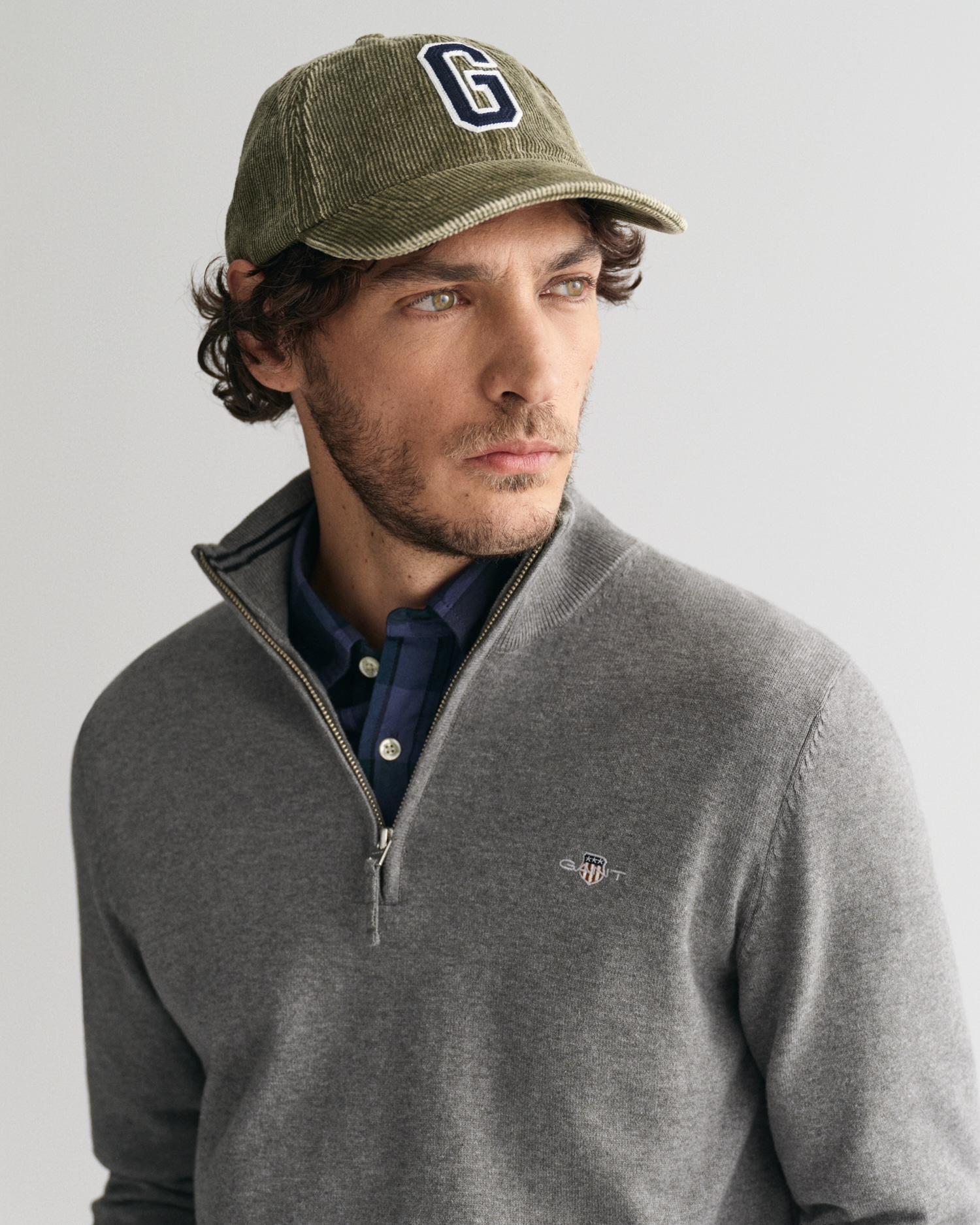 Gant Troyer »CLASSIC COTTON HALF ZIP«, mit gerippten Details