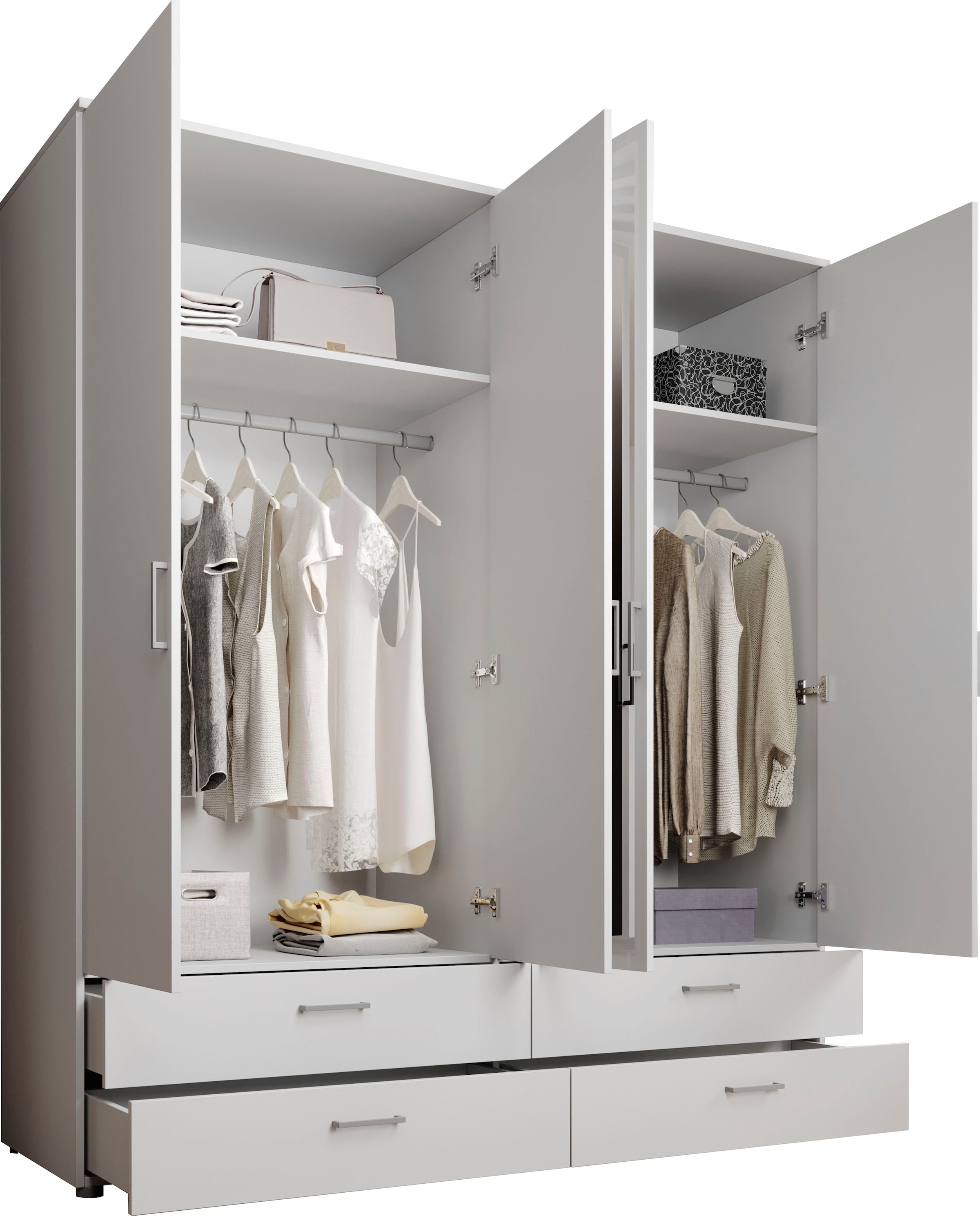 Schlafkontor Drehtürenschrank »Spazio«, weiß, Schlafzimmerschrank mit Spiegel