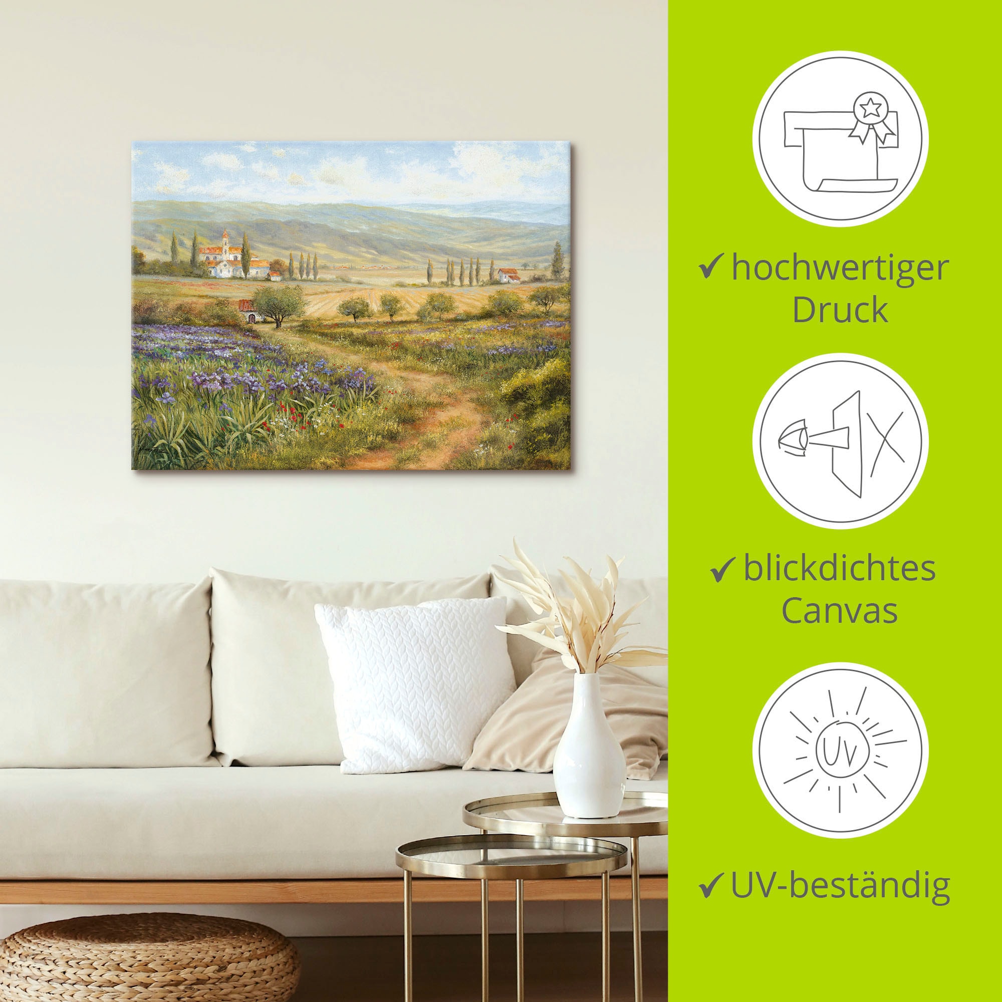 Artland Leinwandbild »Provence« Bilder von Europa 1 Stk. tlg. auf Holzrahmen gespannt