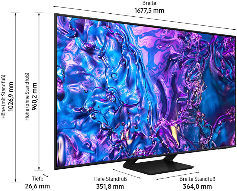 Samsung QLED-Fernseher »GQ75Q70DAT«, 4K Ultra HD, Smart-TV, Neural Quantum 4K AI Gen2 Prozessor, bis zu 120Hz