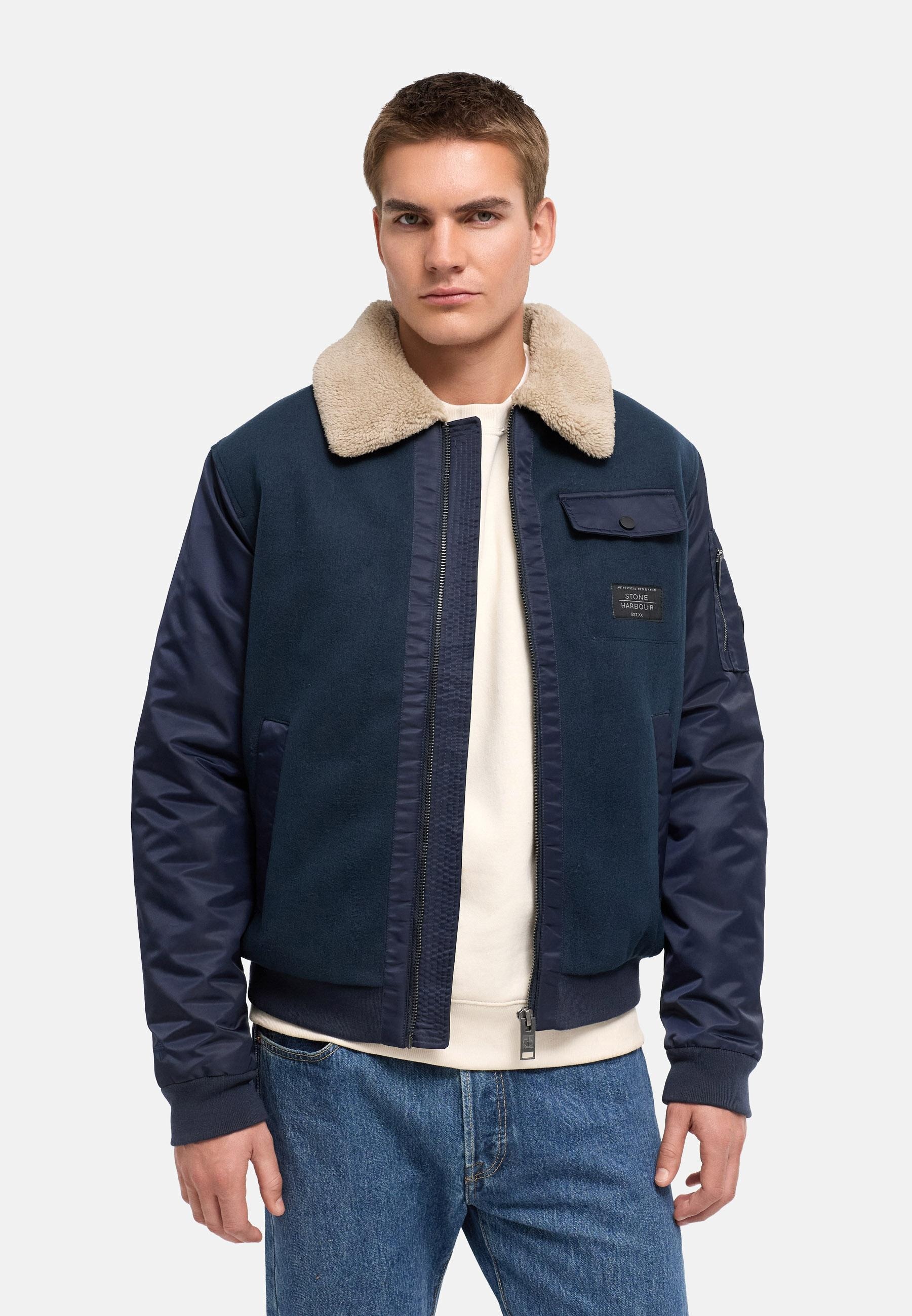 Stone Harbour Winterjacke »Winterjacke Somaeel XX« ohne Kapuze Warme Herren Hybridjacke mit Teddykragen