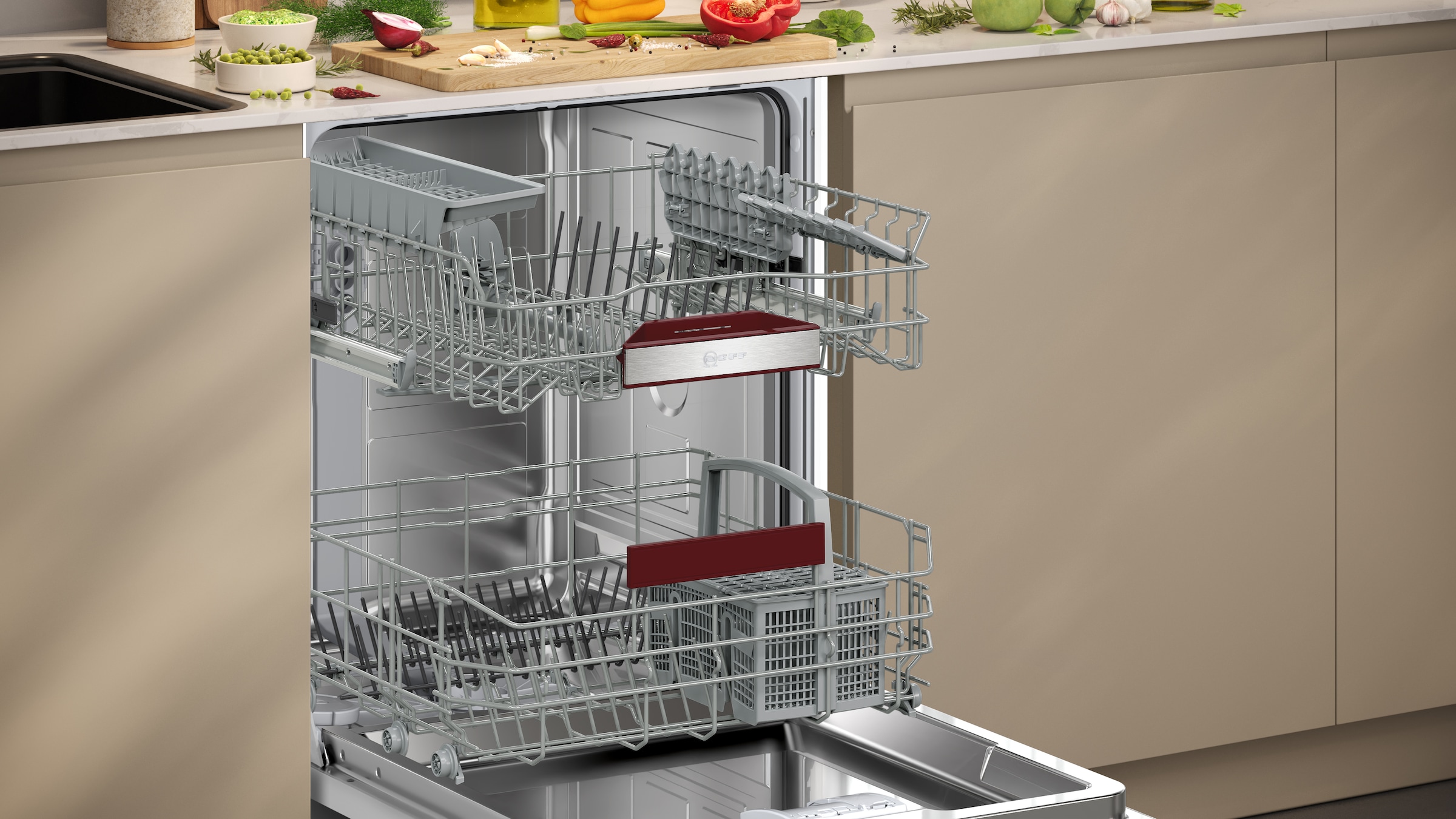 NEFF vollintegrierbarer Geschirrspüler XXL »S255EAX16E«, 13 Maßgedecke, Flex 1 Korbsystem