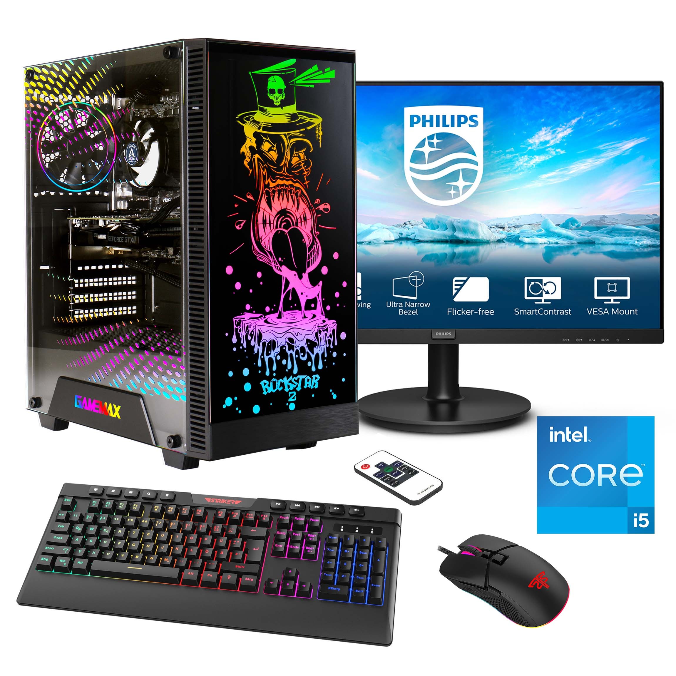 Hyrican Gaming-PC-Komplettsystem »Rockstar SET02440«, (RTX 4060Ti (16GB), PCIe SSD Gen4), DDR5, Windows 11, inklusive 27 Monitor Philips 271V8LA