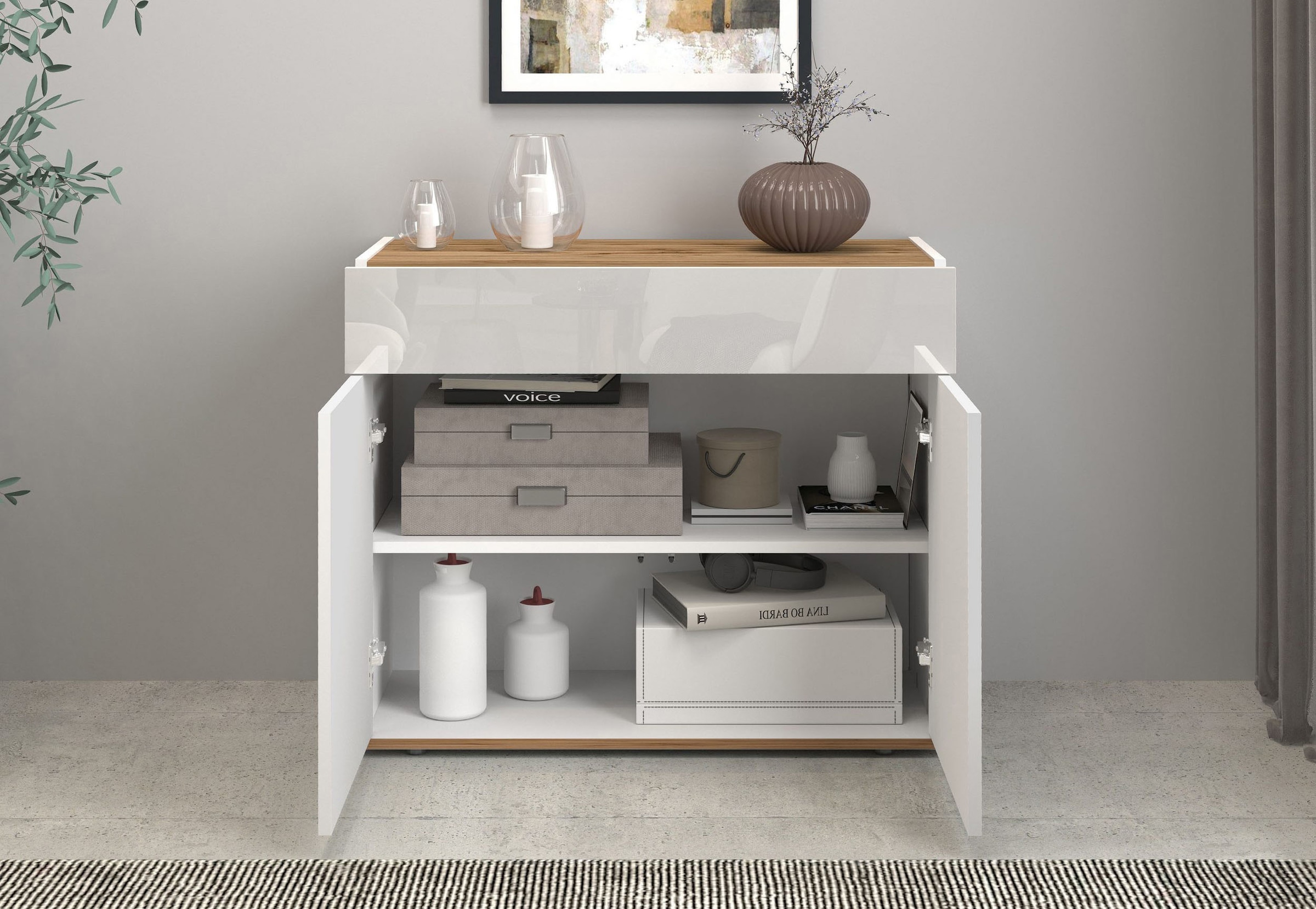 INOSIGN Sideboard »Garda, Kommode, Schrank, Kredenz«, 2 Türen, 1 Schublade,grifflos Breite 80,9 cm