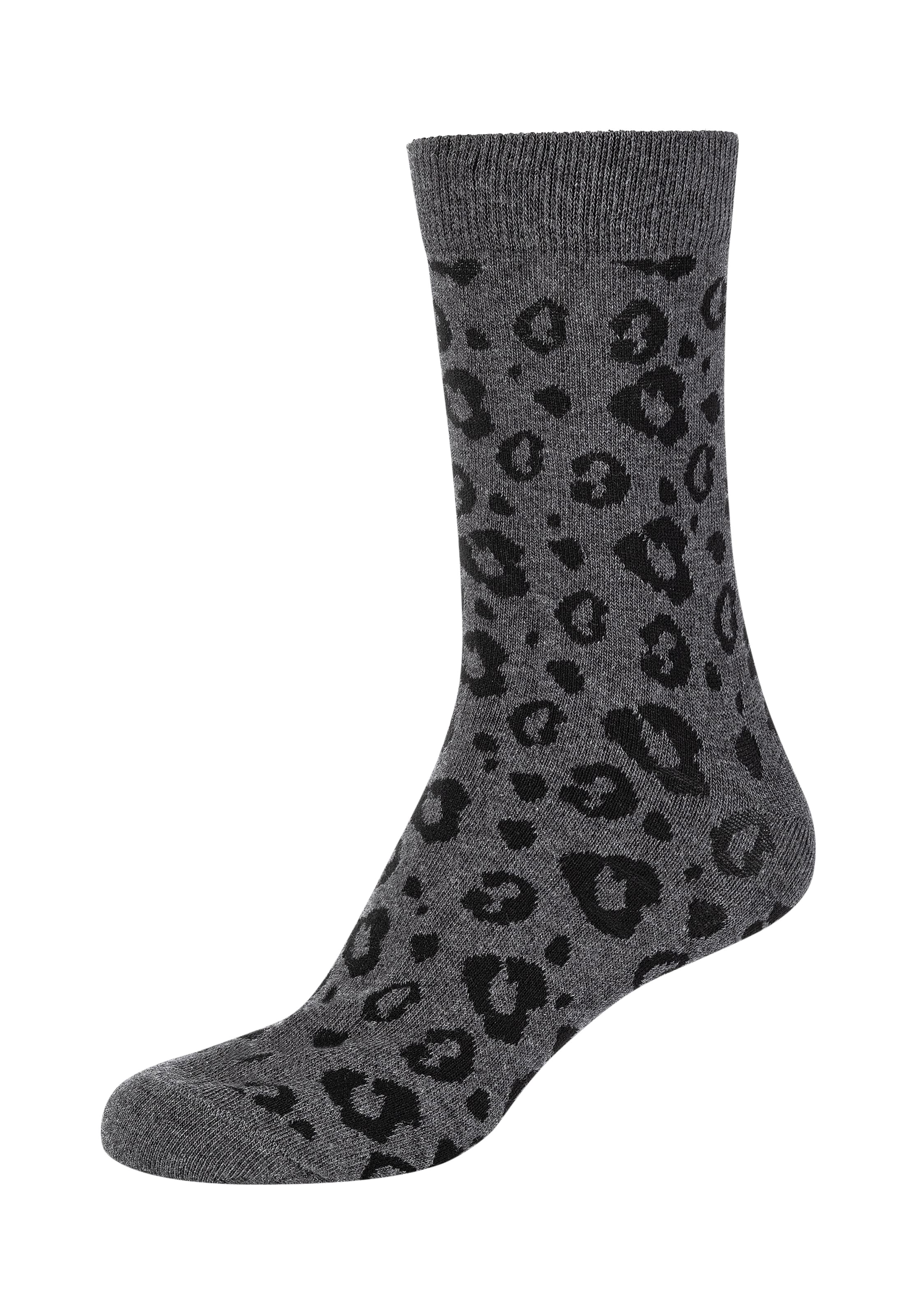Camano Socken »ca-soft«, (4er Pack), Leopard Socks, Piqué-Bund, verstärkte Ferse und Spitze